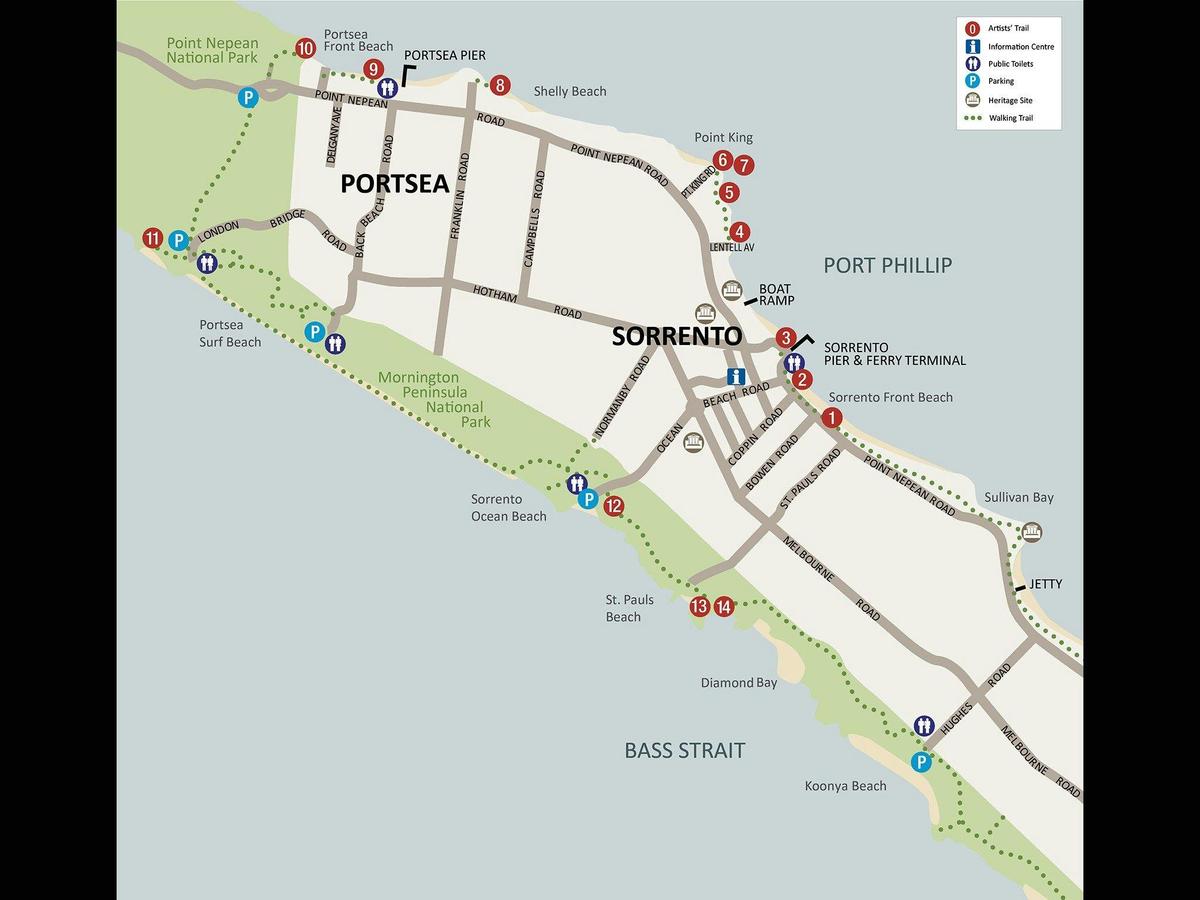 Sorrento-Portsea Artists Trail map