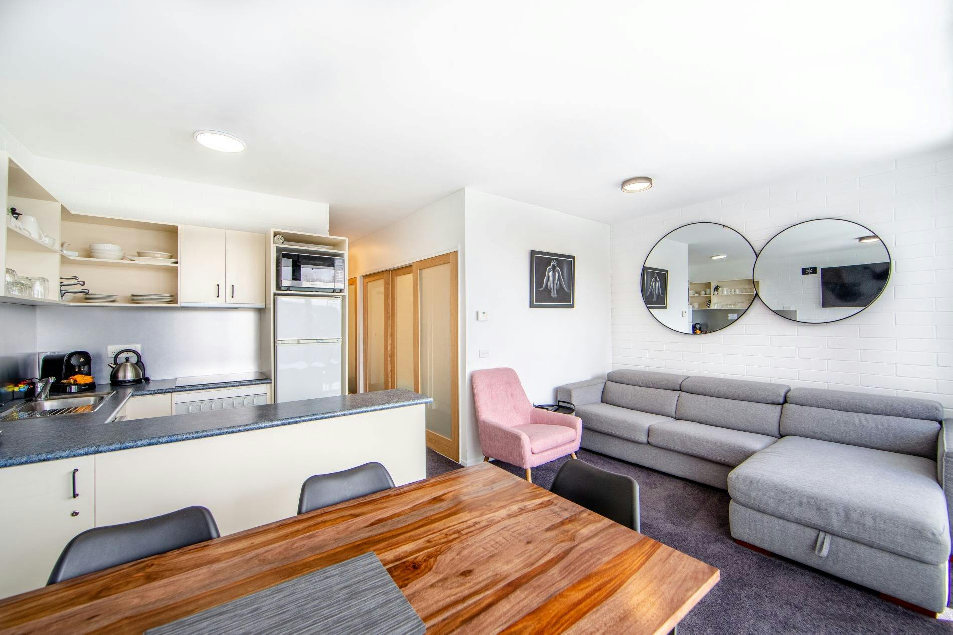 Apartment 20 open layout of kitchen, dining and lounge