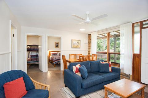 Comfortable living and sleeping spaces with co-ordinated colours