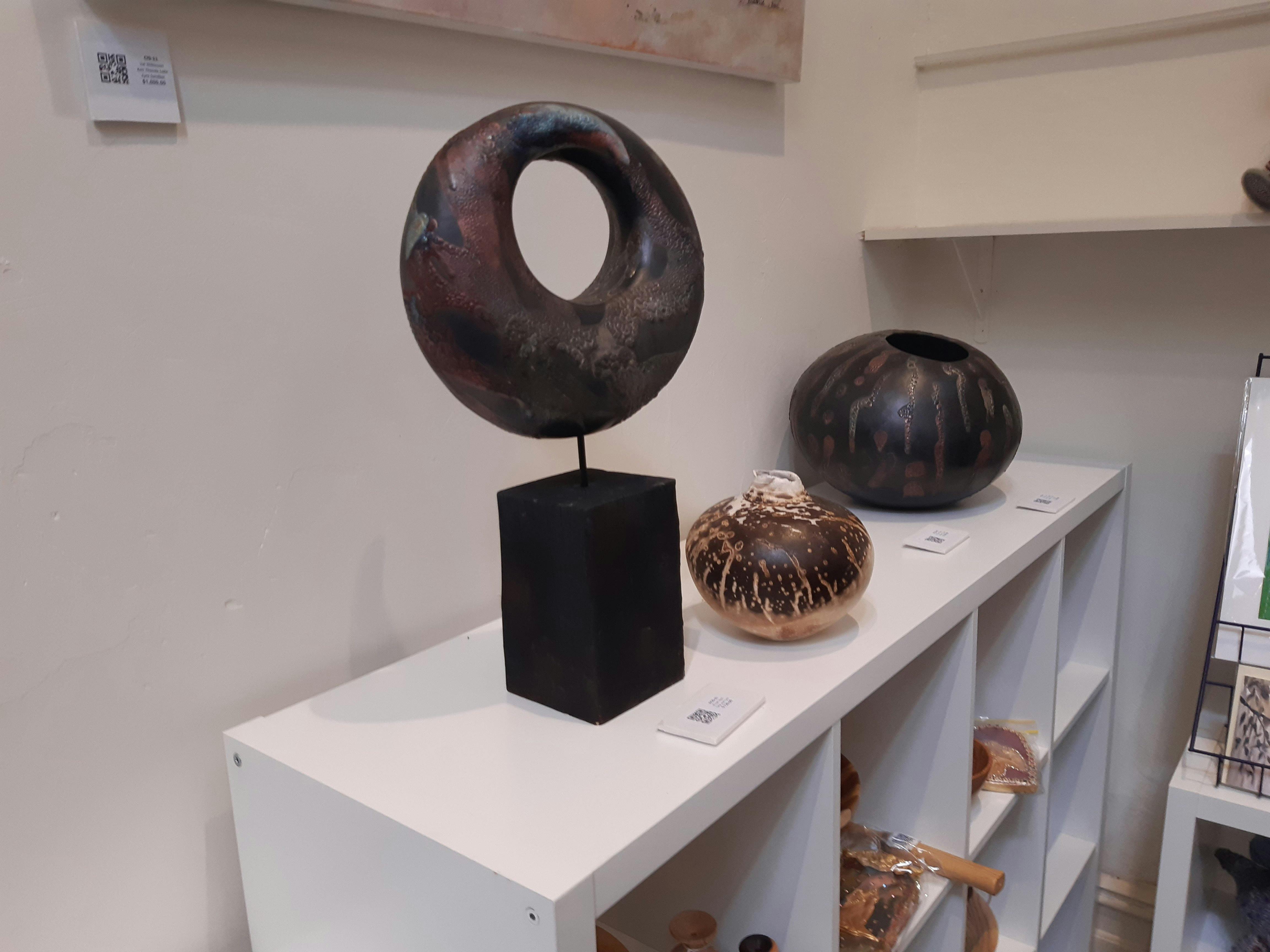 Artwork on display on a table