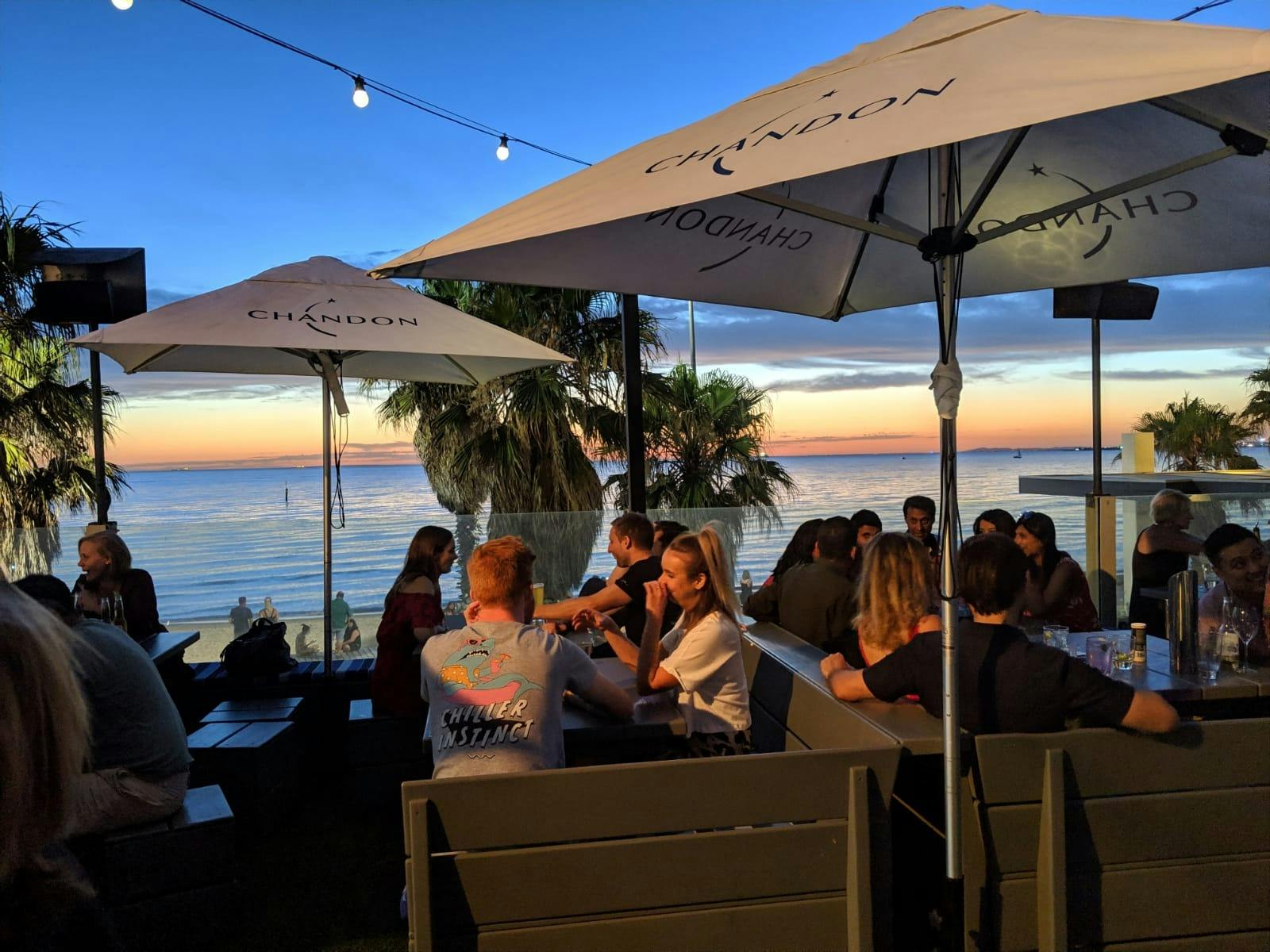 Rooftop bar overlooking St Kilda Beach