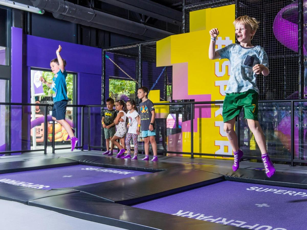 Kids jumping on trampoline