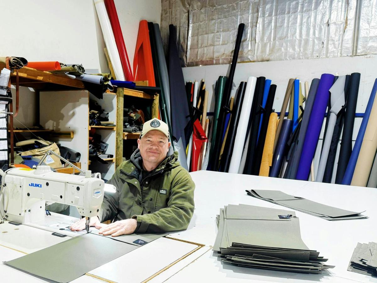 Rob at sewing machine