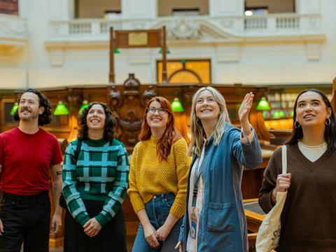 A tour group being led through the Dome