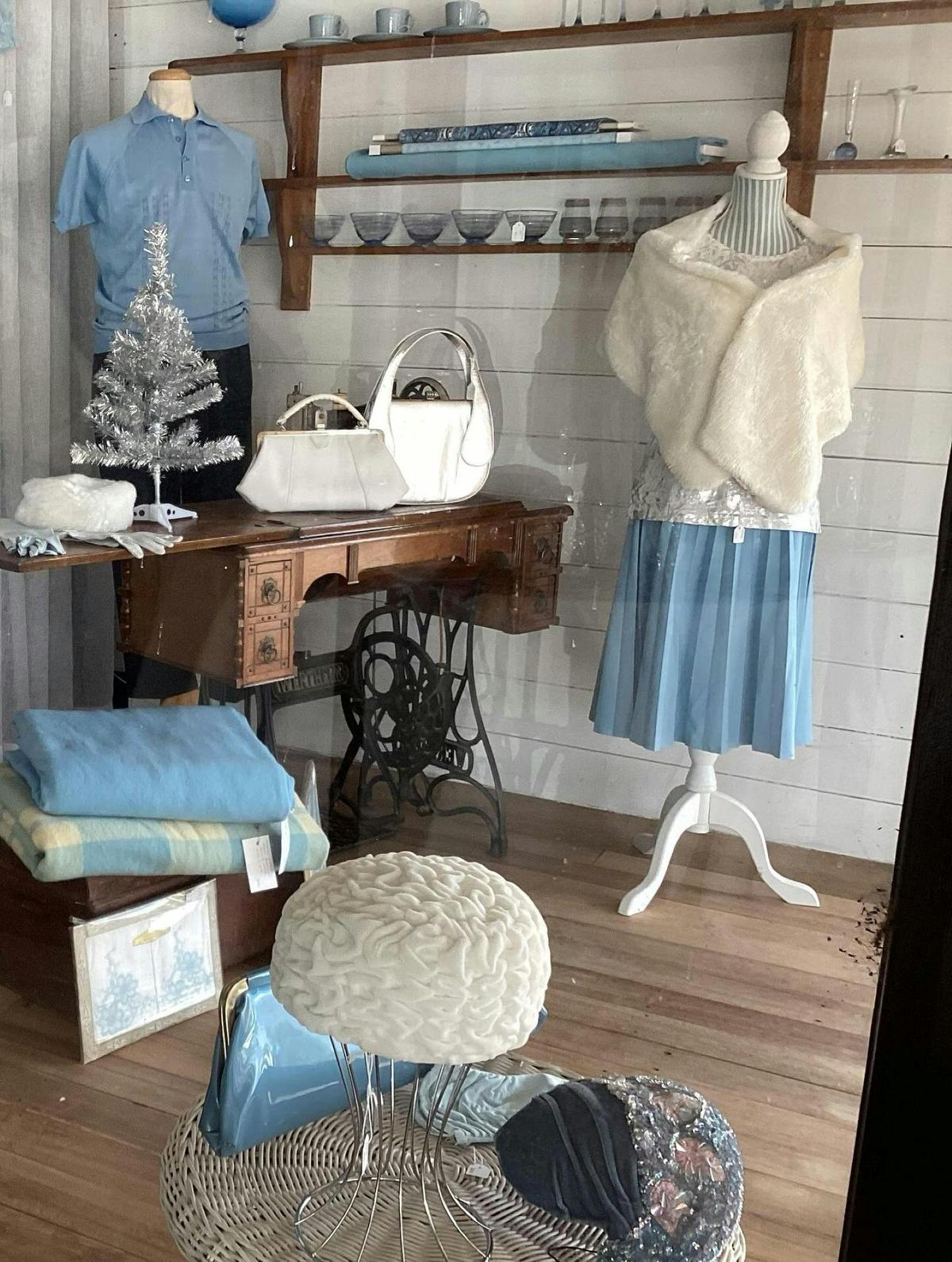 Window display of various vintage items  vintage items in