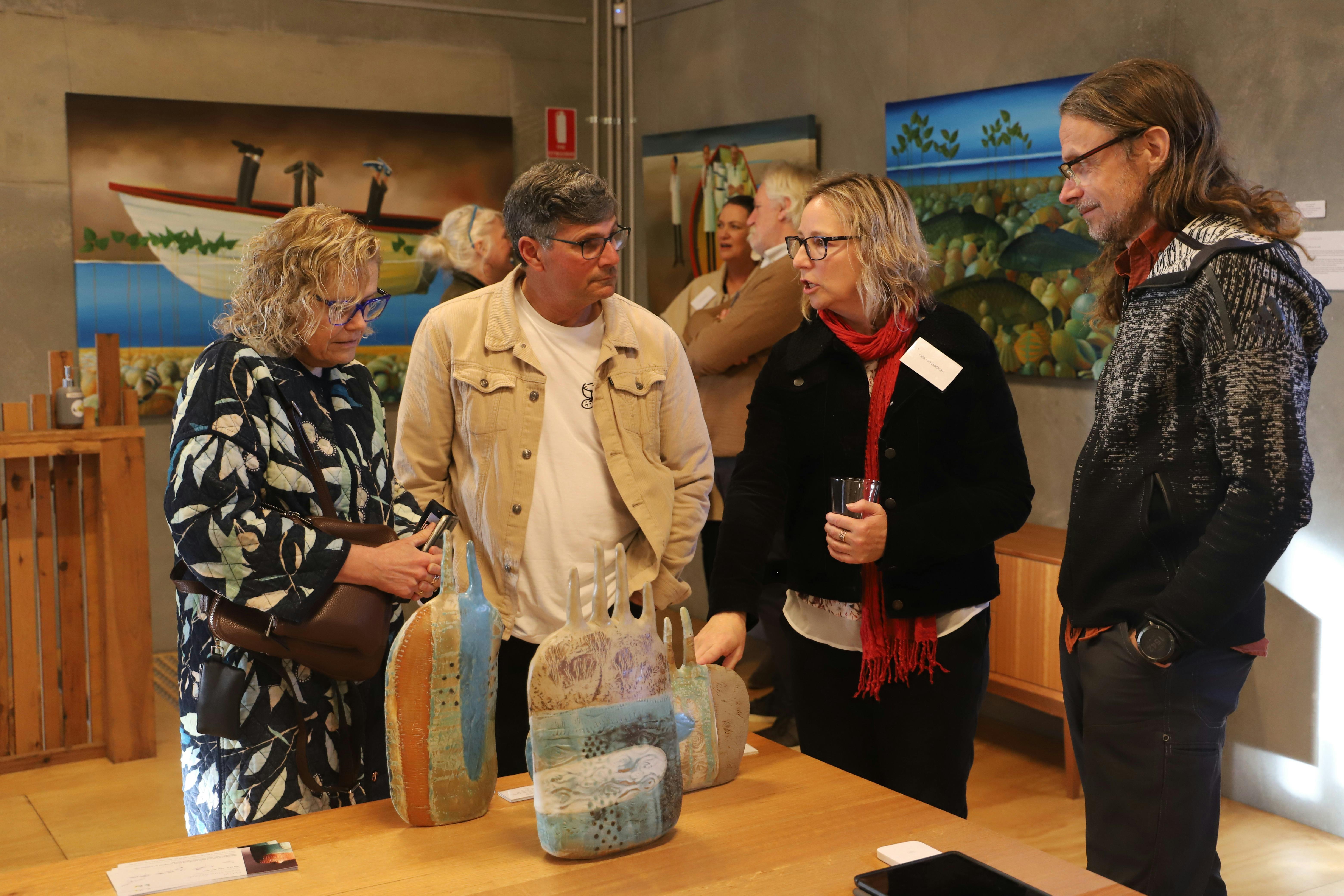 Artists and appreciators at Wetlands exhibition