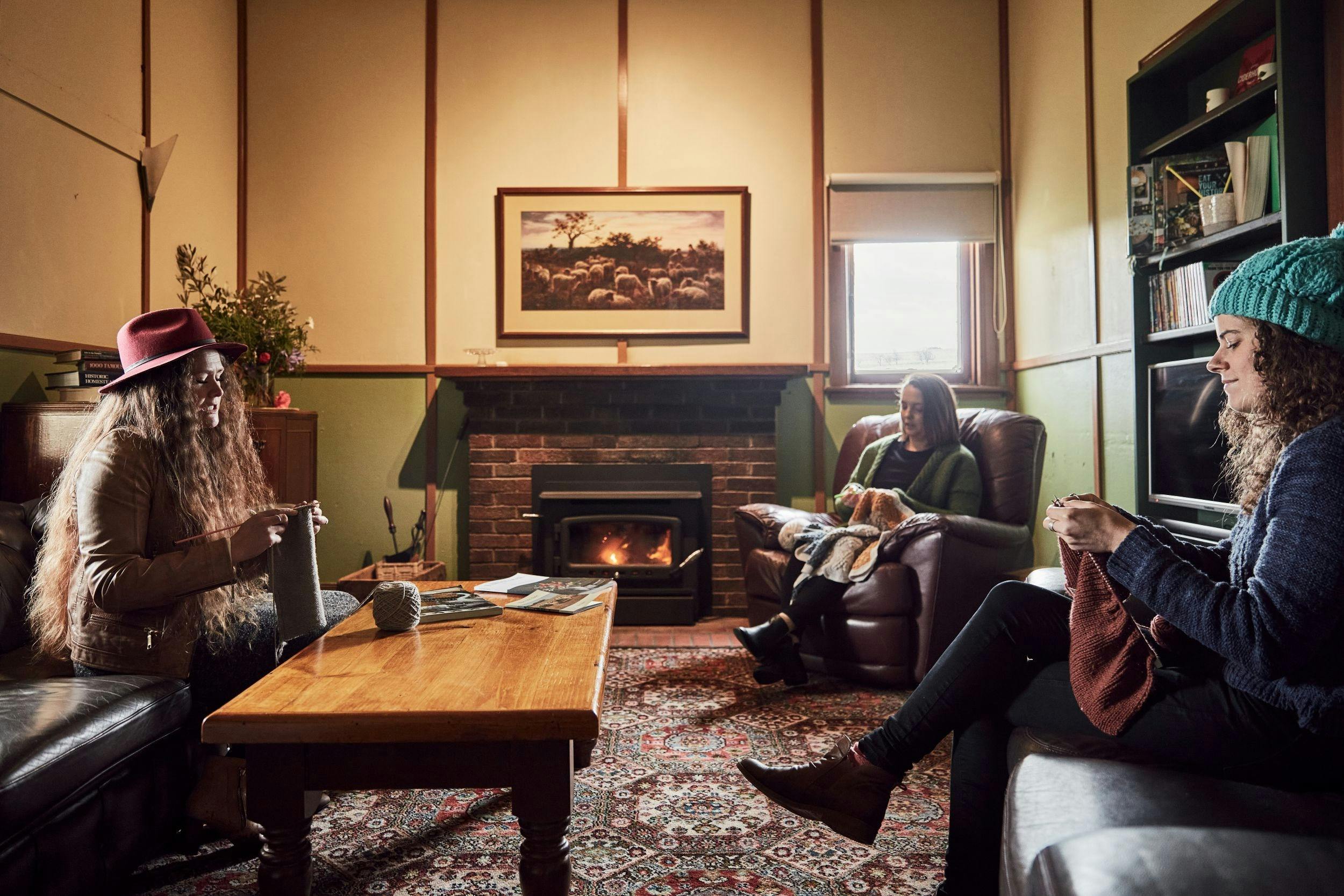 The Farmers Cottage crafting by the fire