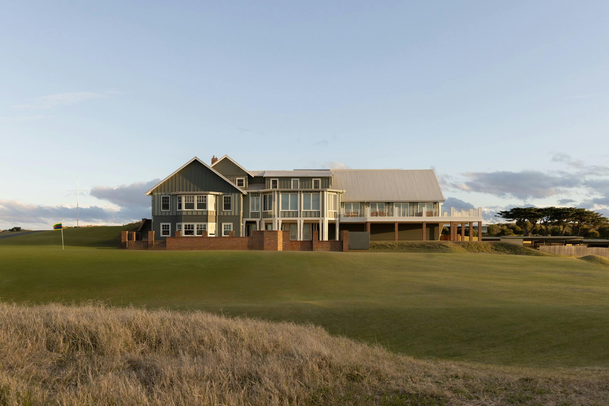 The Barwon Heads Golf Clubhouse from the 18th