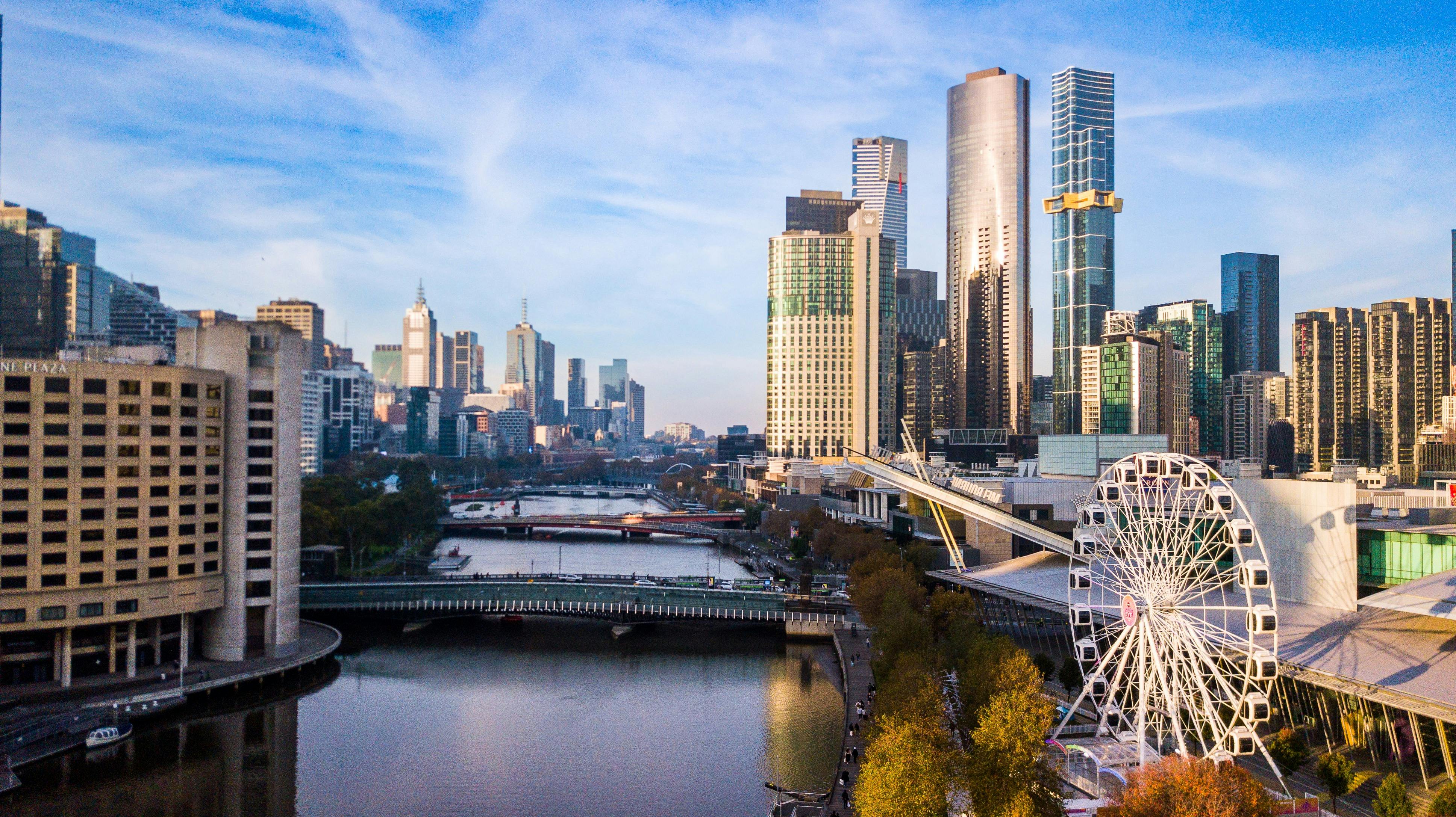 Ferris wheel with skyline