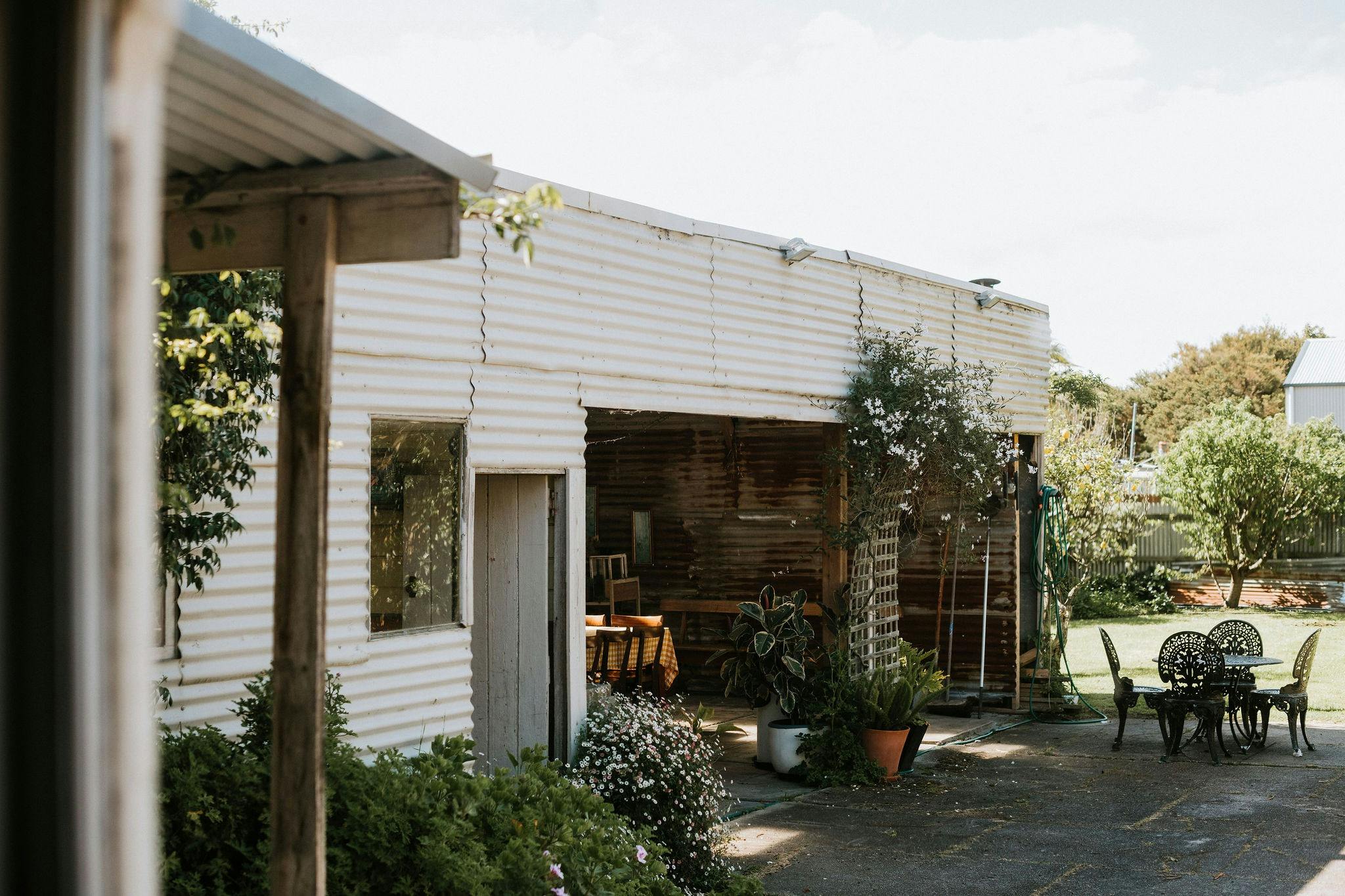 A view into the yard of our outdoor entertainment area.