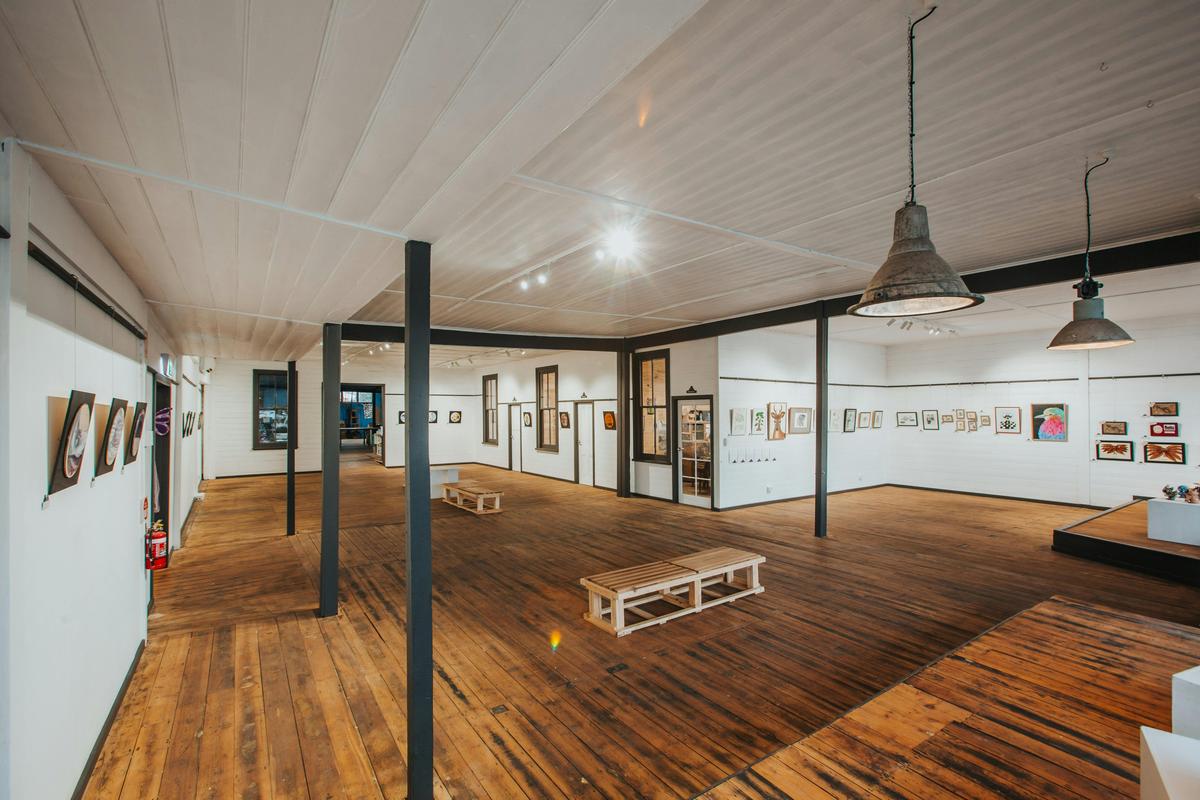 The two Gallery spaces across into our Artist Studios