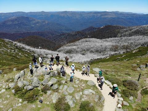 Guest taking in the view over the Vic High Country Alps