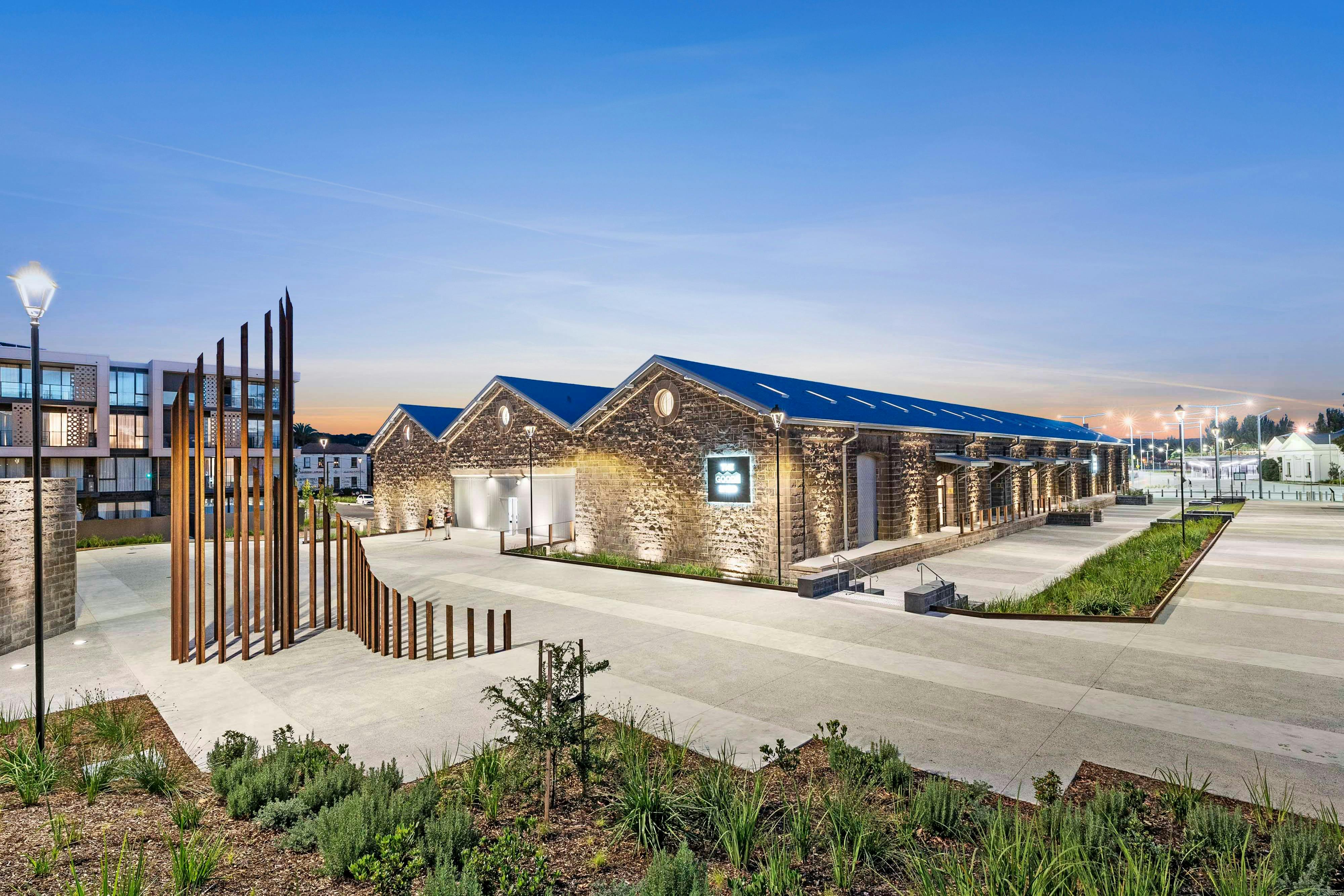 The Goods Shed external & 'Slow Order' sculpture
