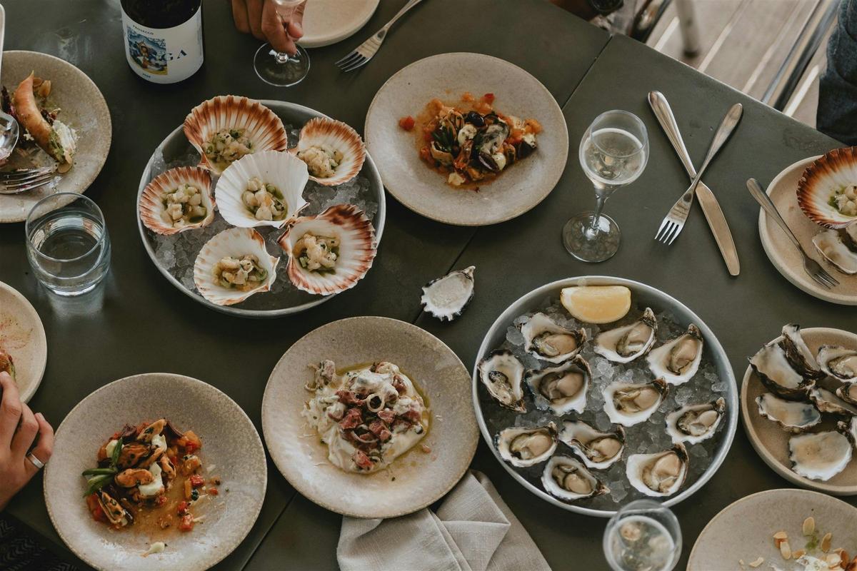 variety of seafood and non seafood dishes