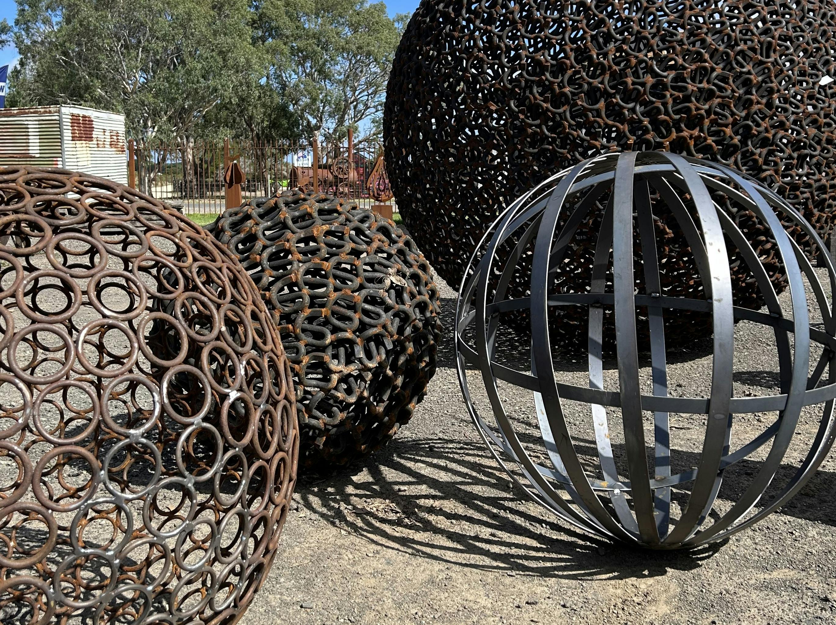 Steel spheres, hand made
