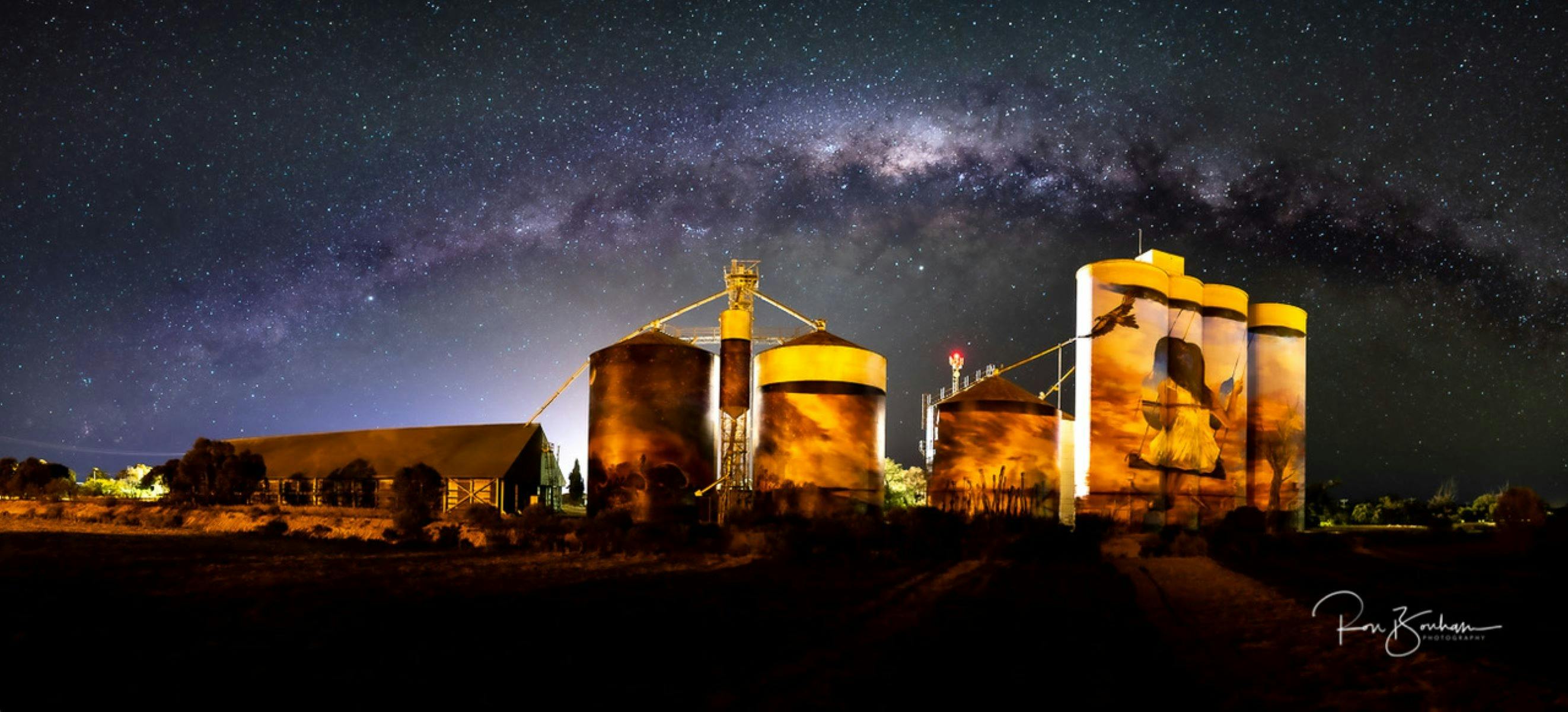 The Graincorp Silos  at Sea Lake By Night