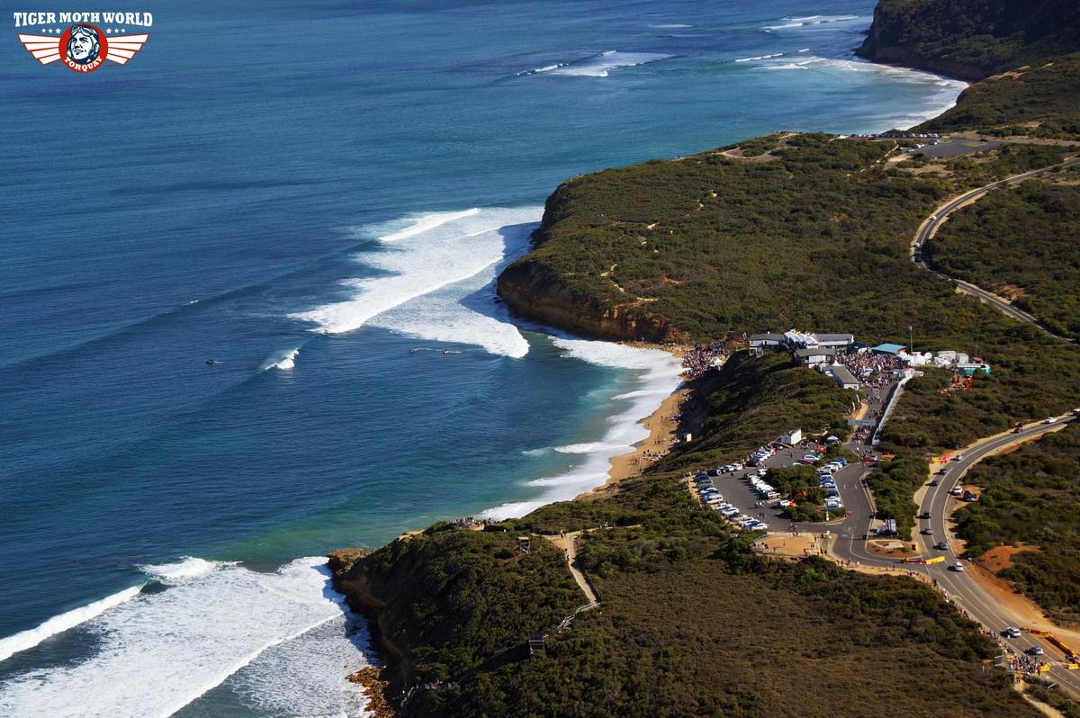 Tiger Moth World flight over Bells Beach