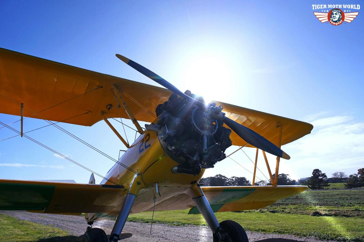 Tiger Moth World vintage biplane ready for takeoff