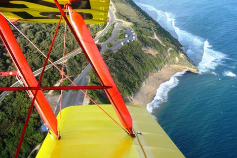 Tiger Moth World flight over Torquay coast