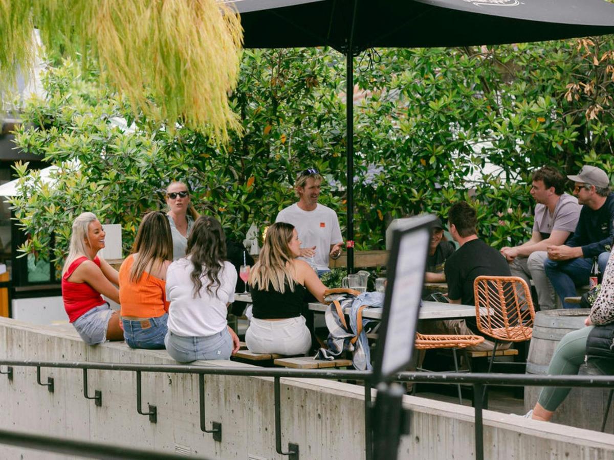 Group of mates in the beer garden.