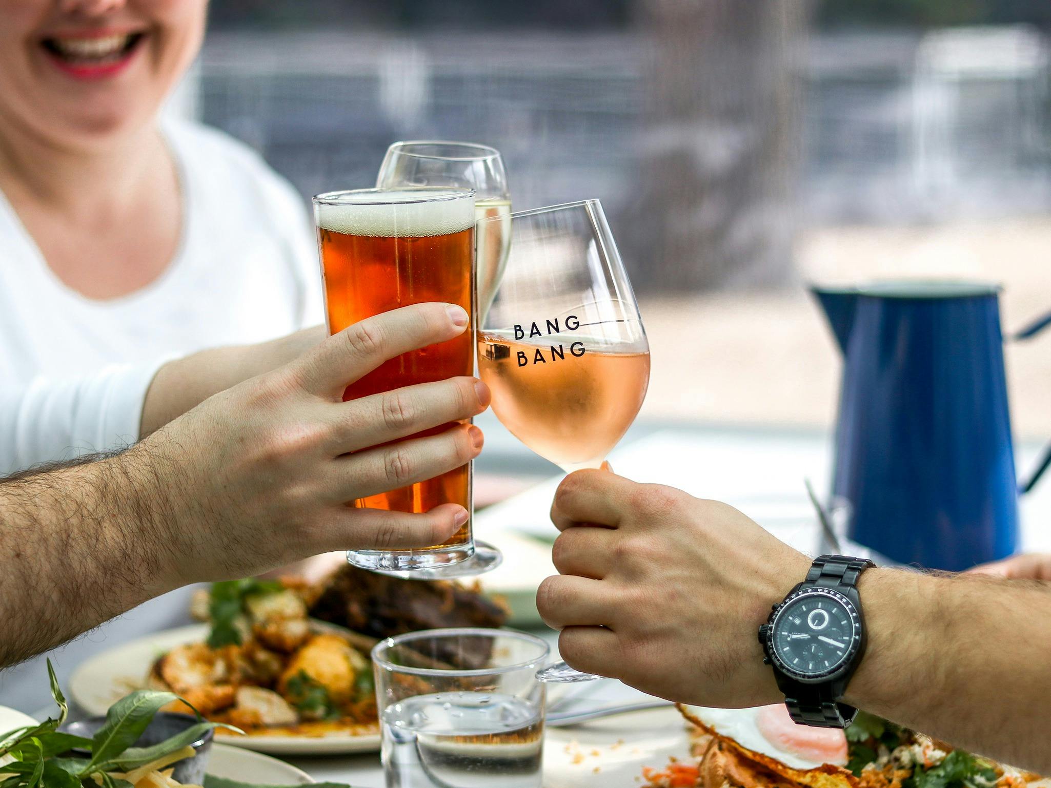 Bang Bang drinks glasses clinking