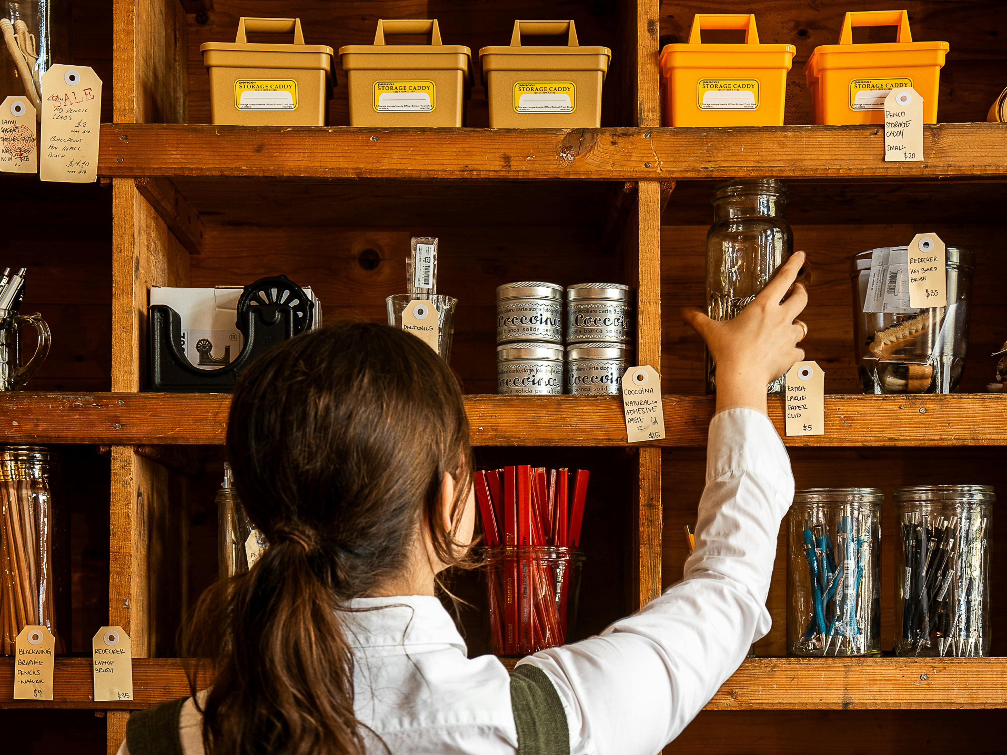 Exploring the shelves at The Hub General Store — the Mary Poppins bag of stores.