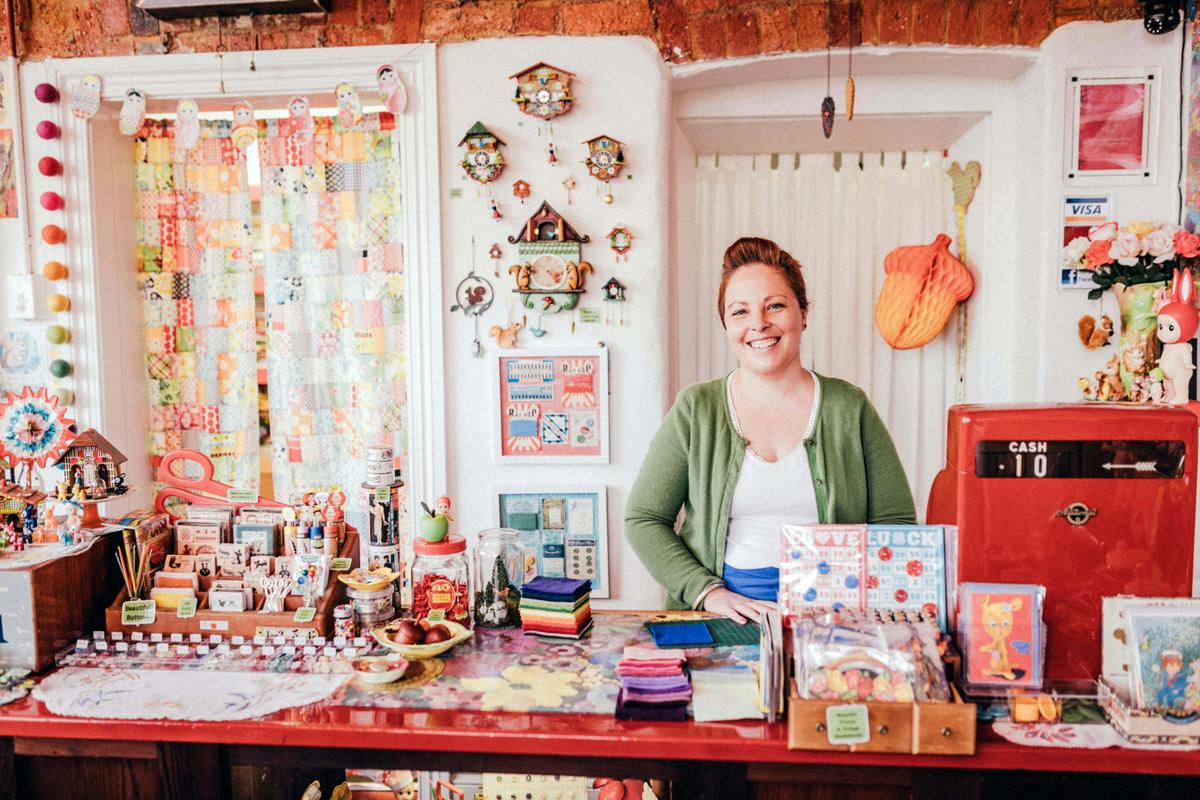 Morgan Wills at shop counter