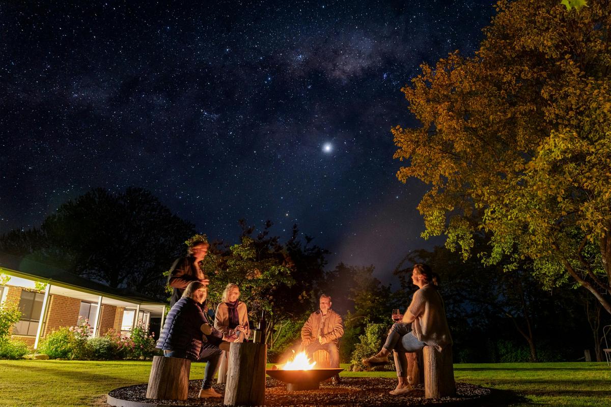 Outdoor firepit and the night sky