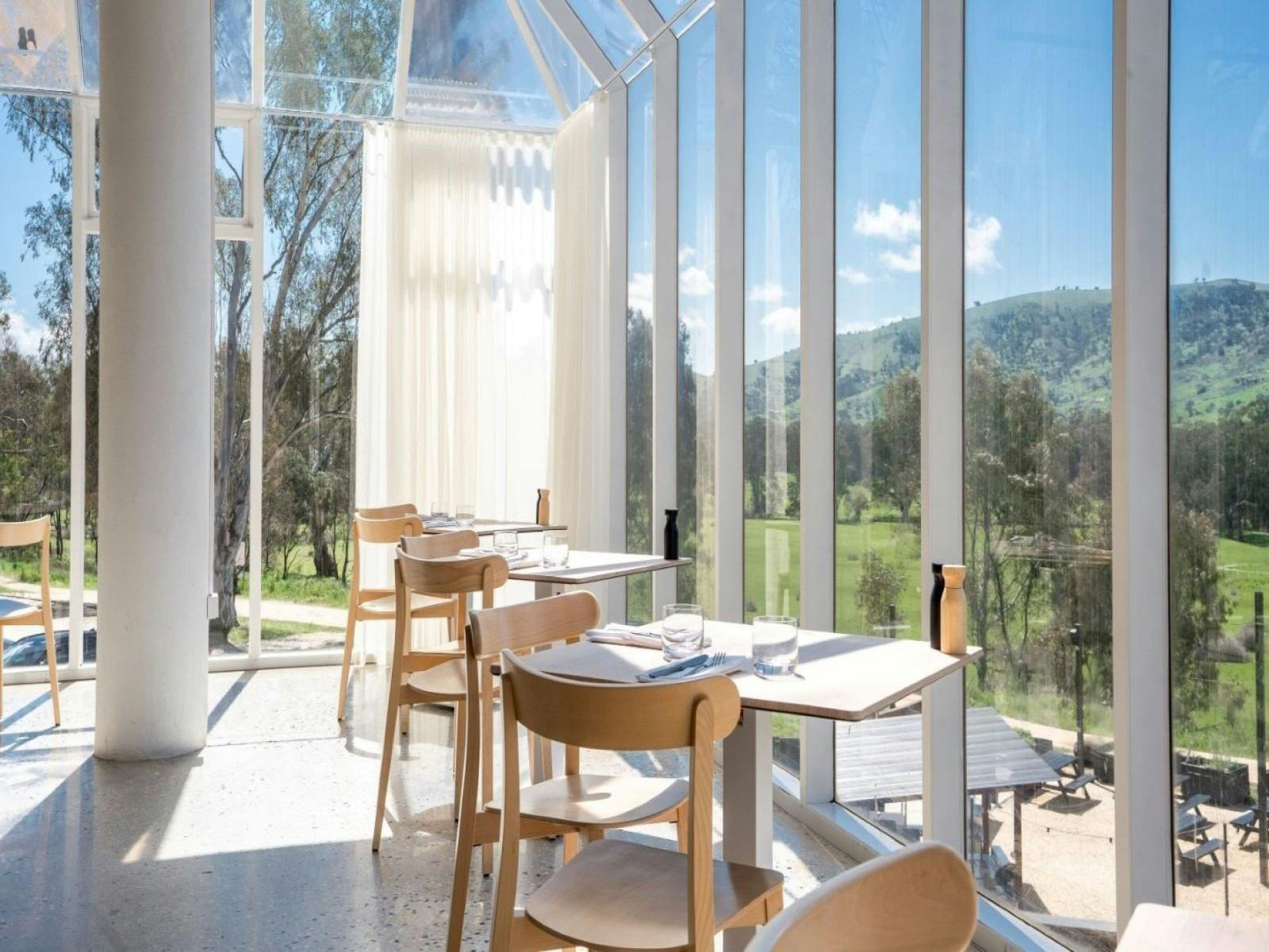 Wild Water restaurant with view of Goulburn Ranges at Trawool