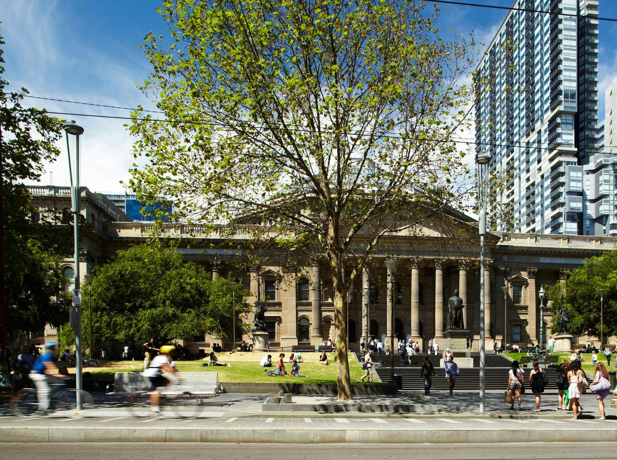 Library forecourt, perfect for lounging and people watching
