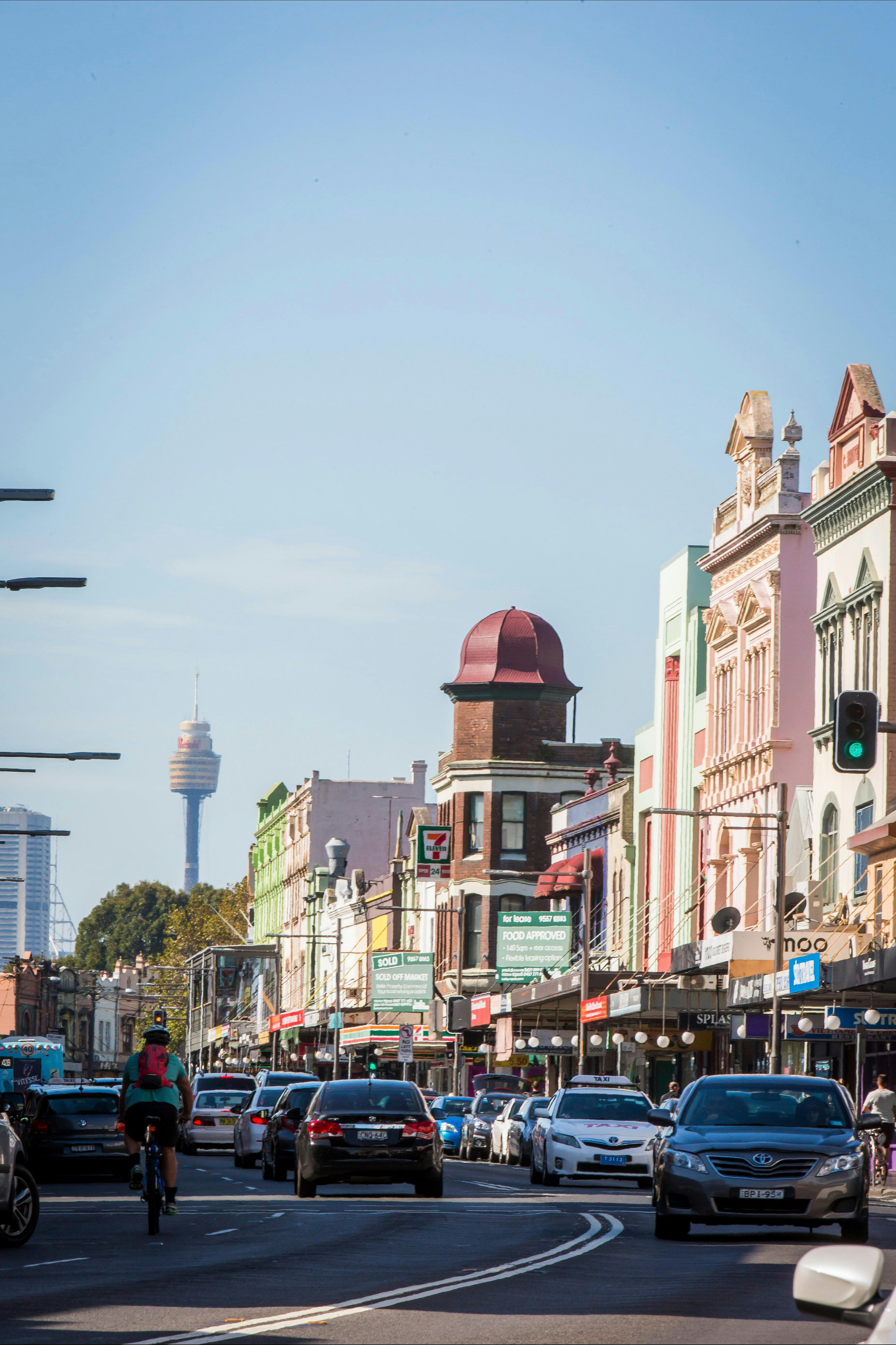 Citybound view of King Street, Newtown