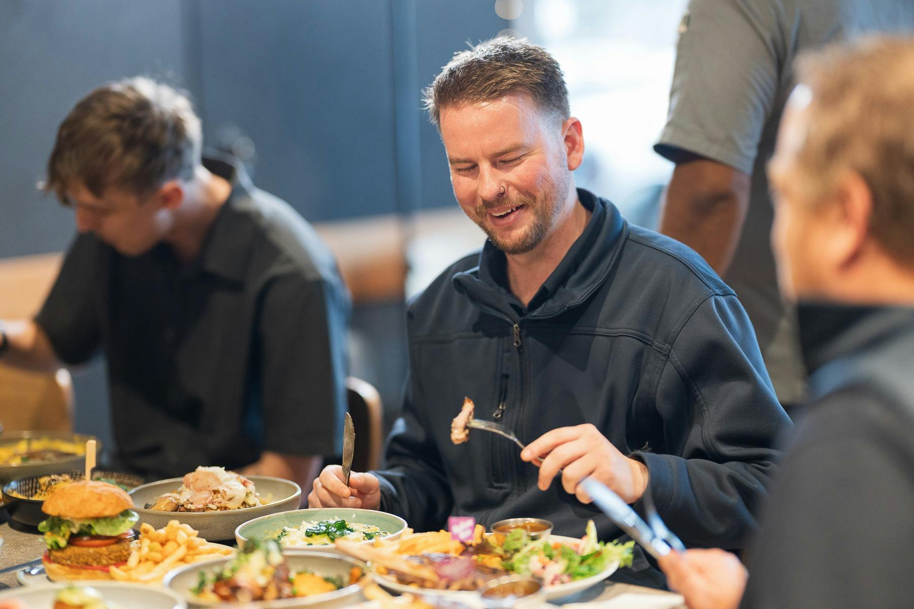 Friends enjoying a meal together