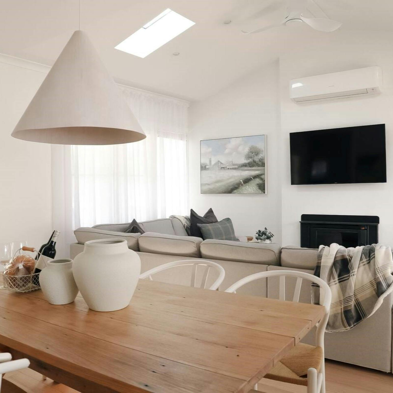 Lounge with wood fire