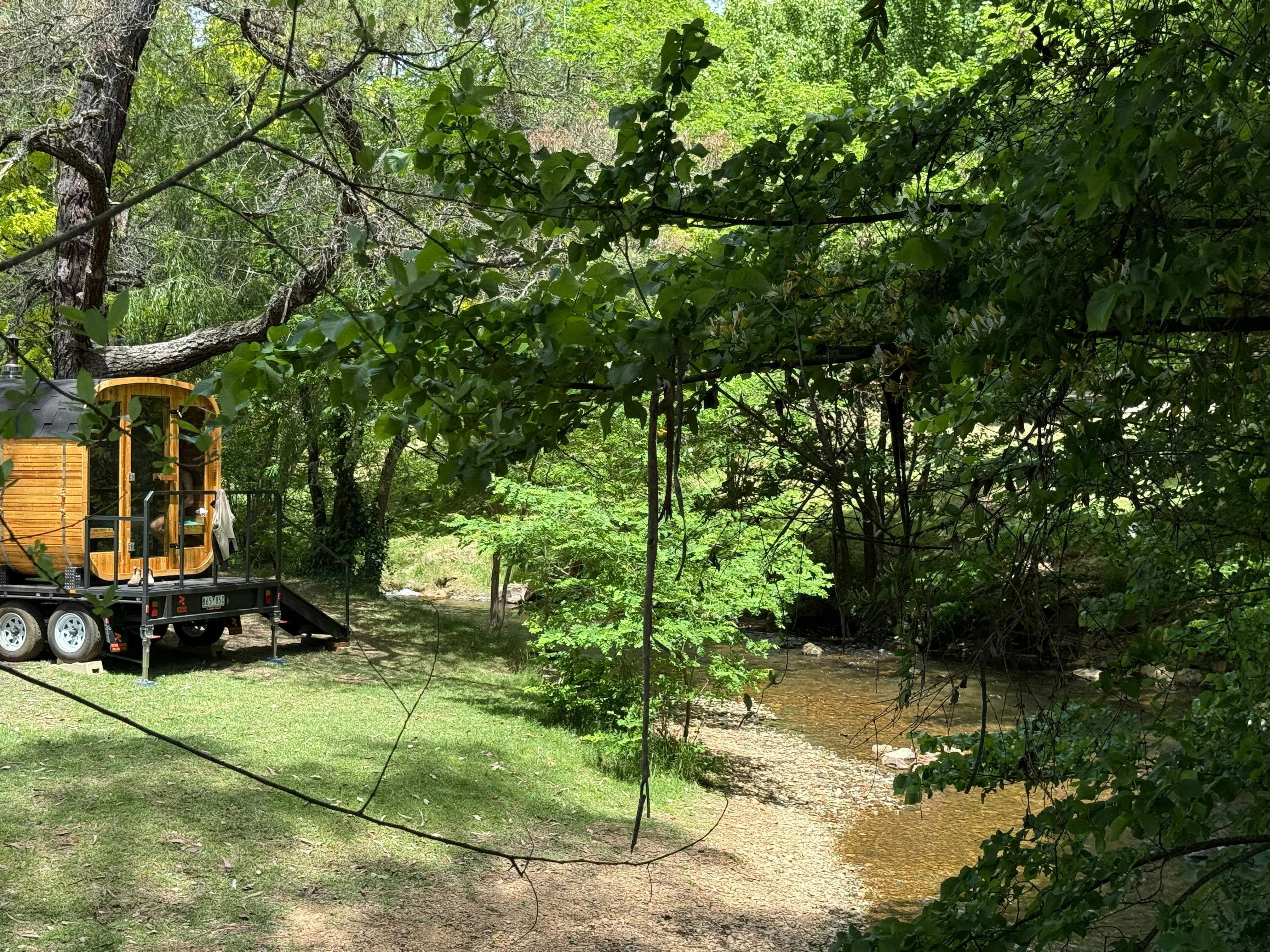 Creekside wood-fired sauna in Bright beside Morses Creek, set in nature for contrast therapy