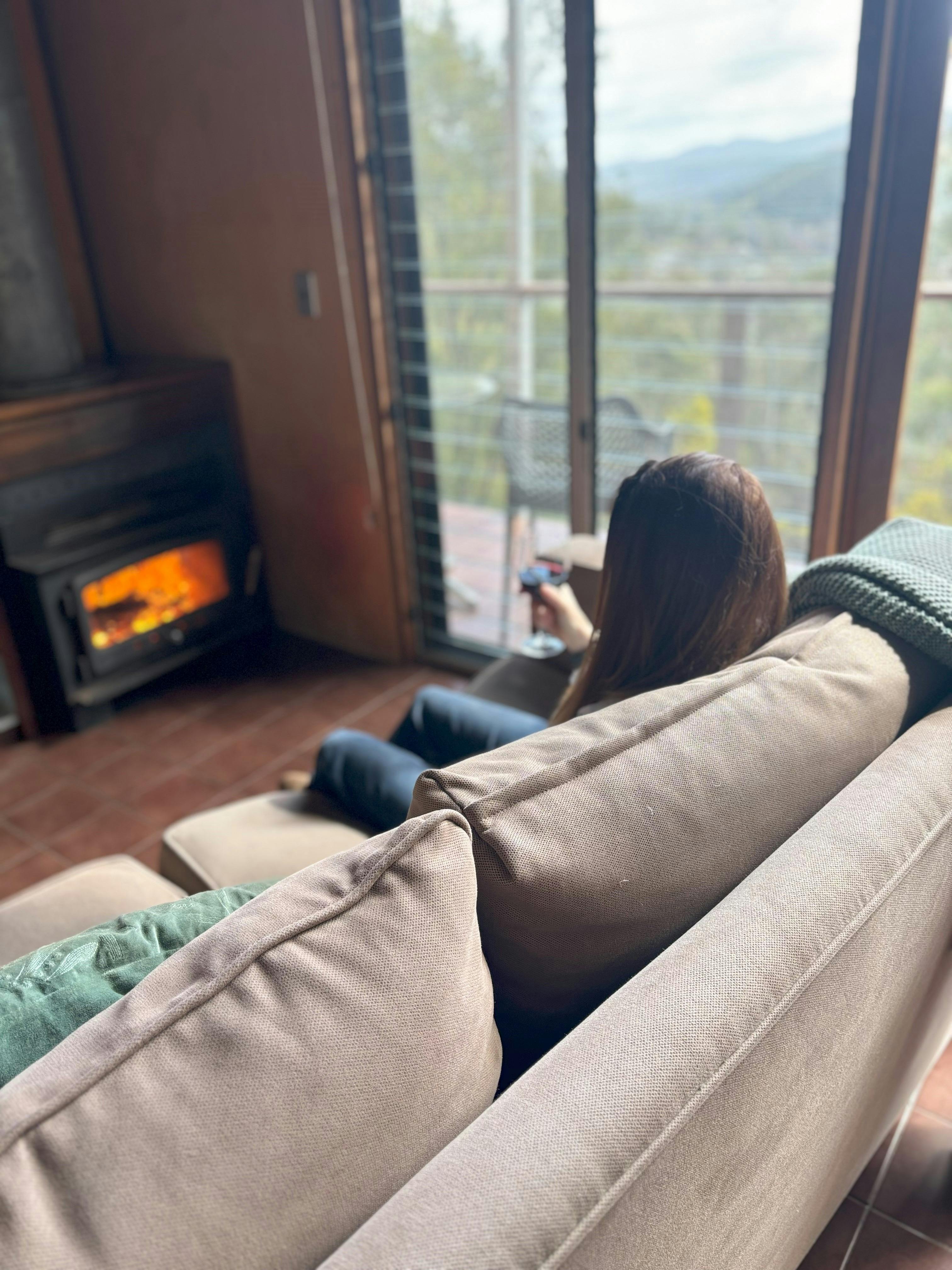 Relaxing by the fire and admiring the views