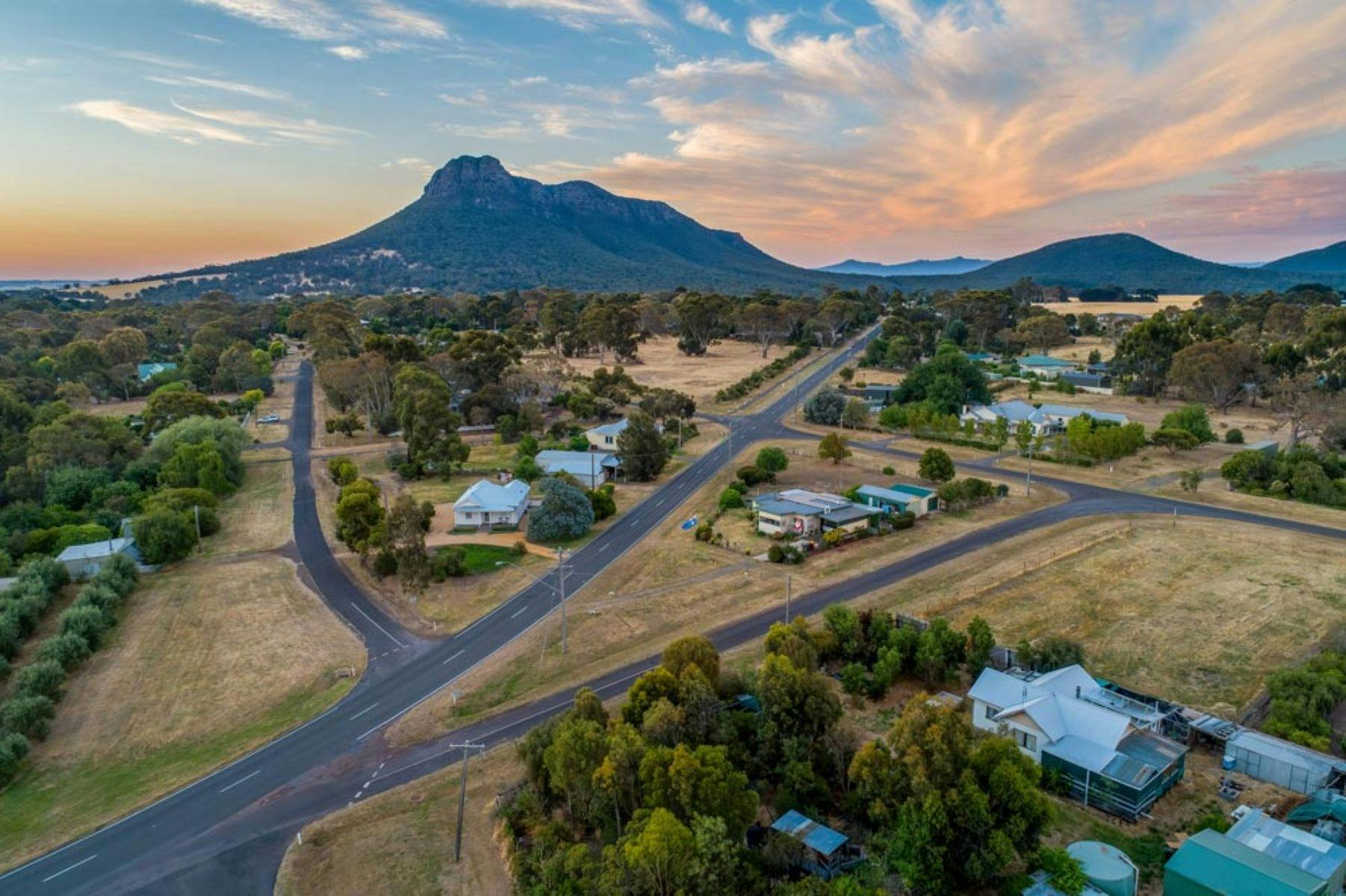 Aerial photo of Dunkeld in the Southern Grampians