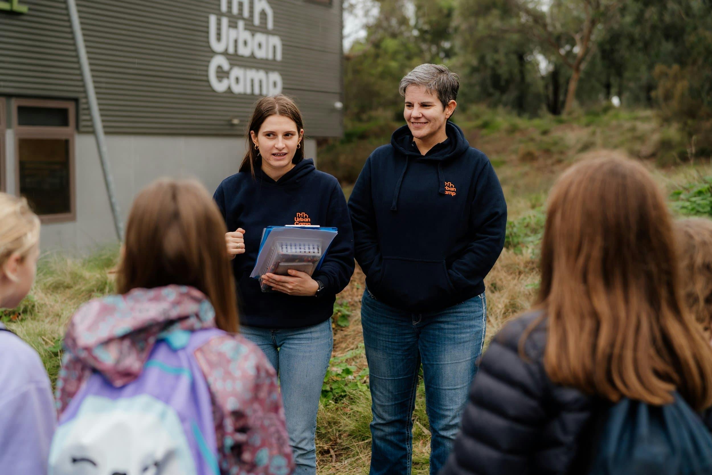 Urban Camp staff briefing kids