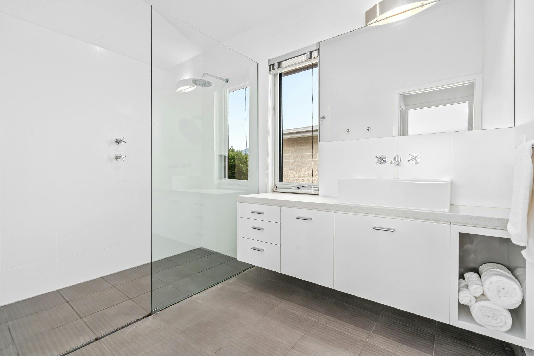 Upstairs bathroom with walk in shower