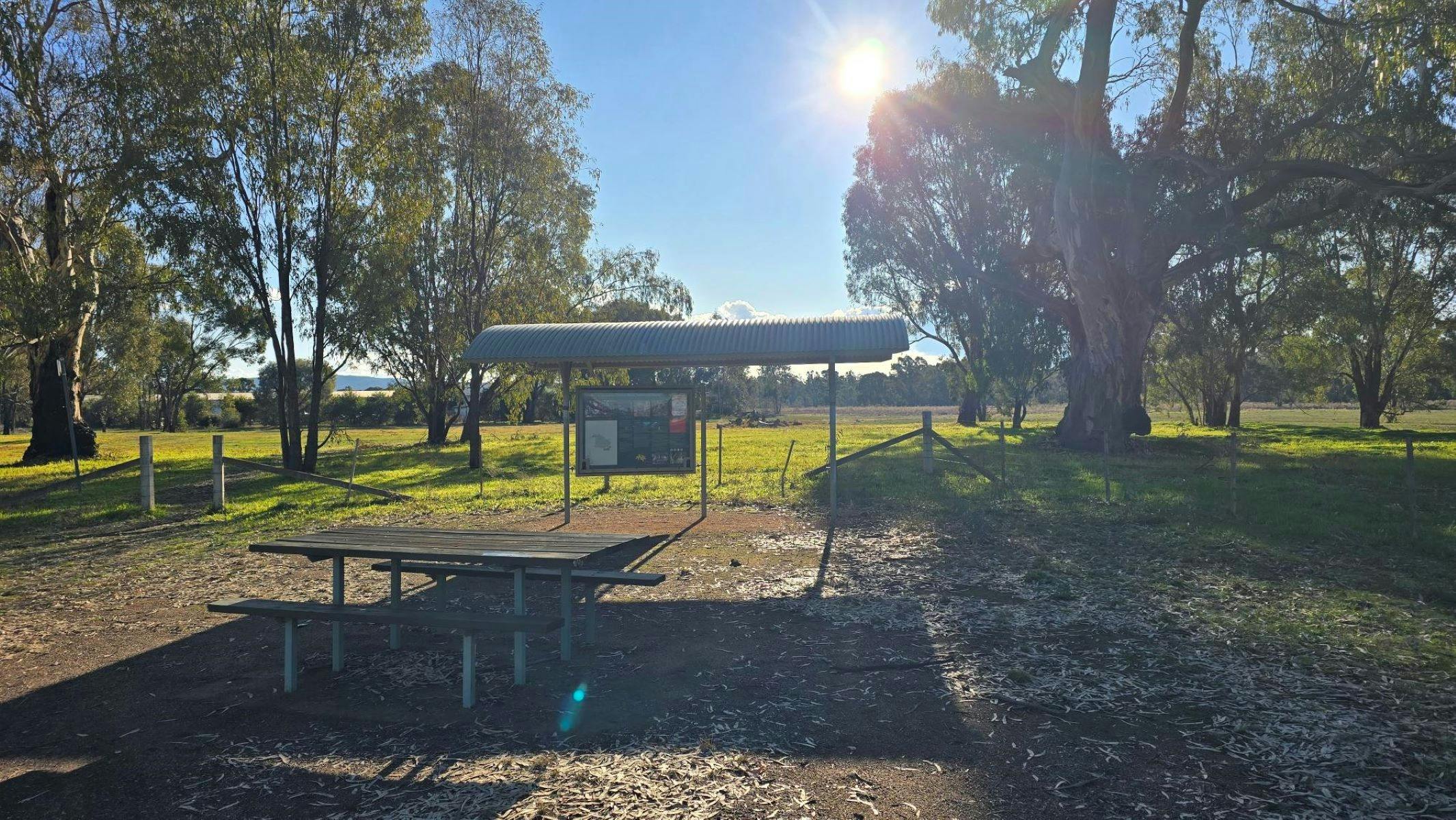 Noticeboard with information on the Wangaratta Common Nature Reserve
