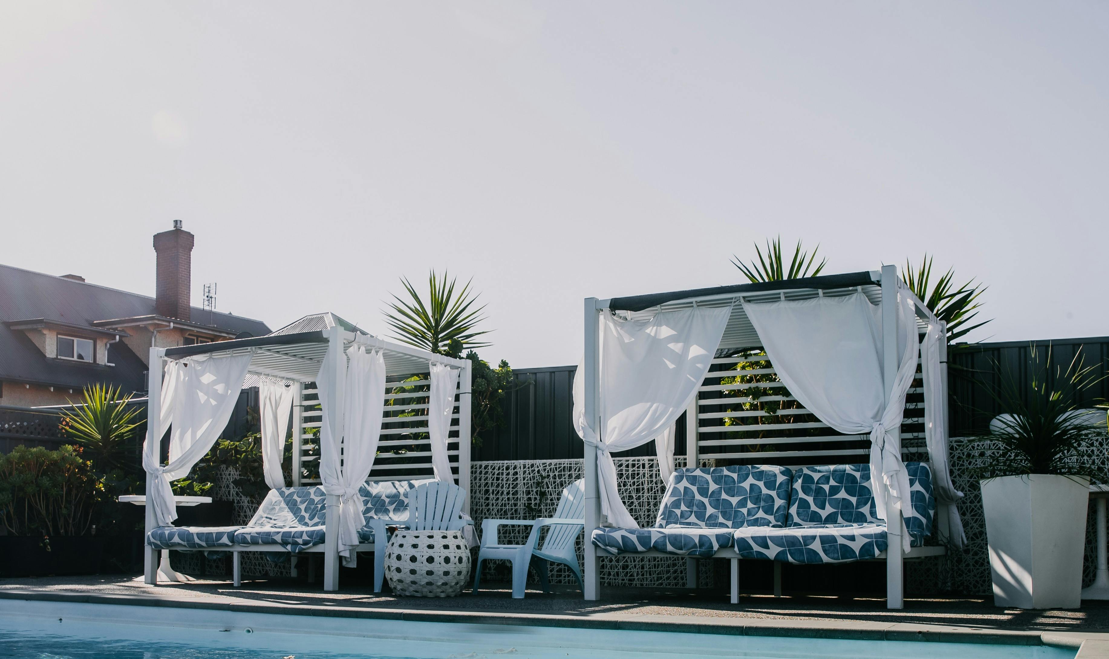Relaxing poolside beds