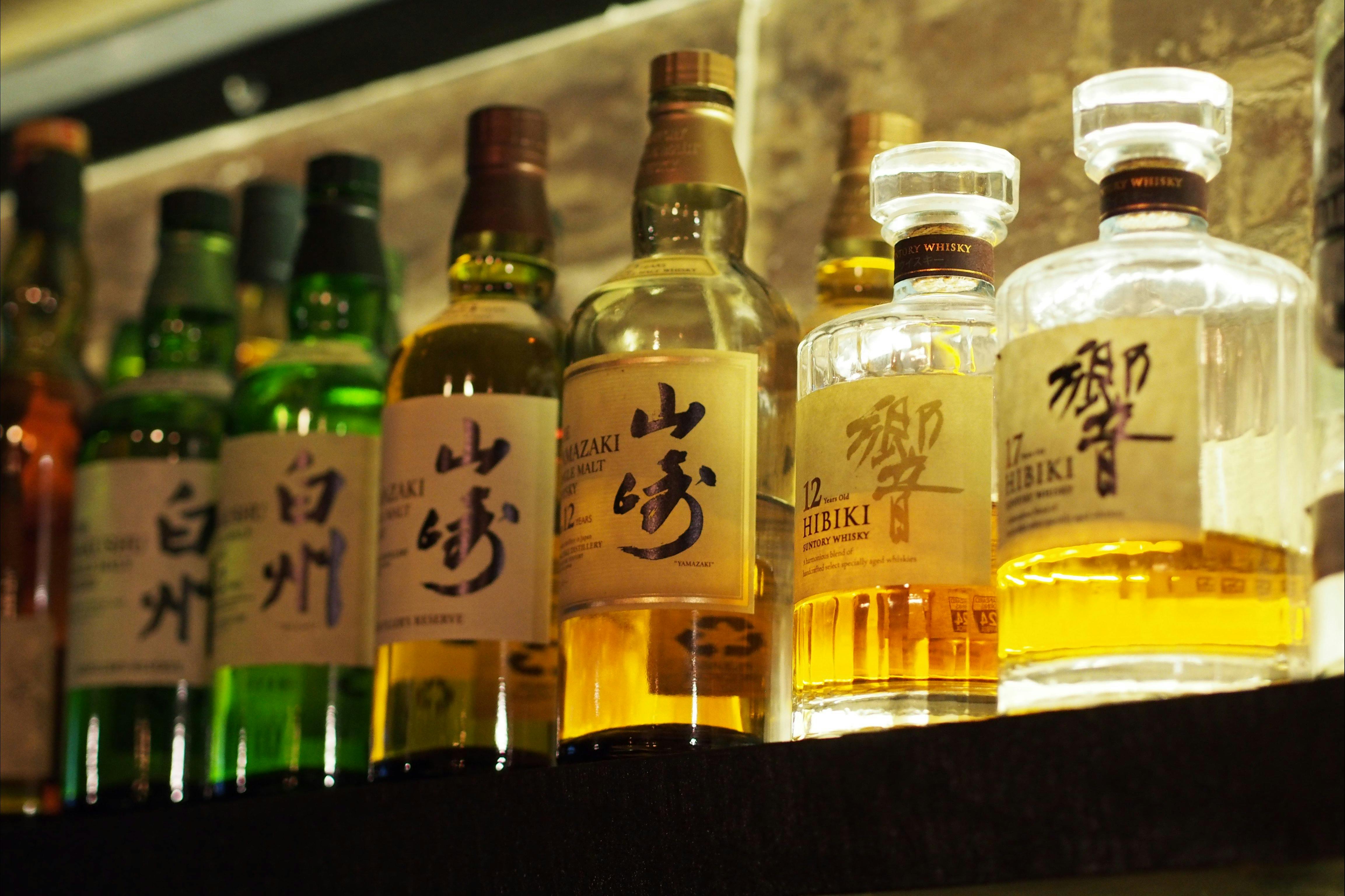 A selection of floral Japanese whiskeys are on offer at TRAPT