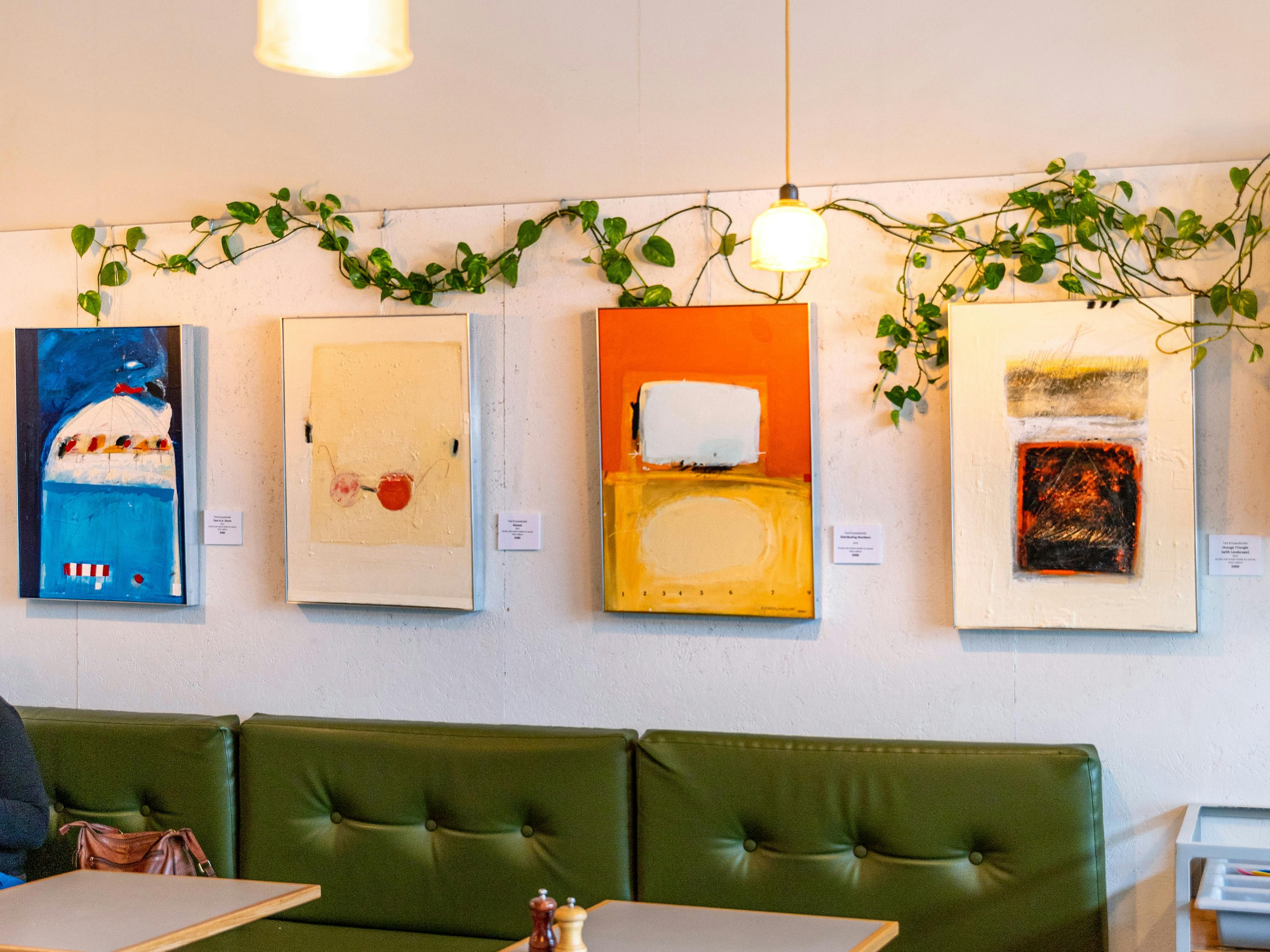 New artist showing each month in the newly renovated interior