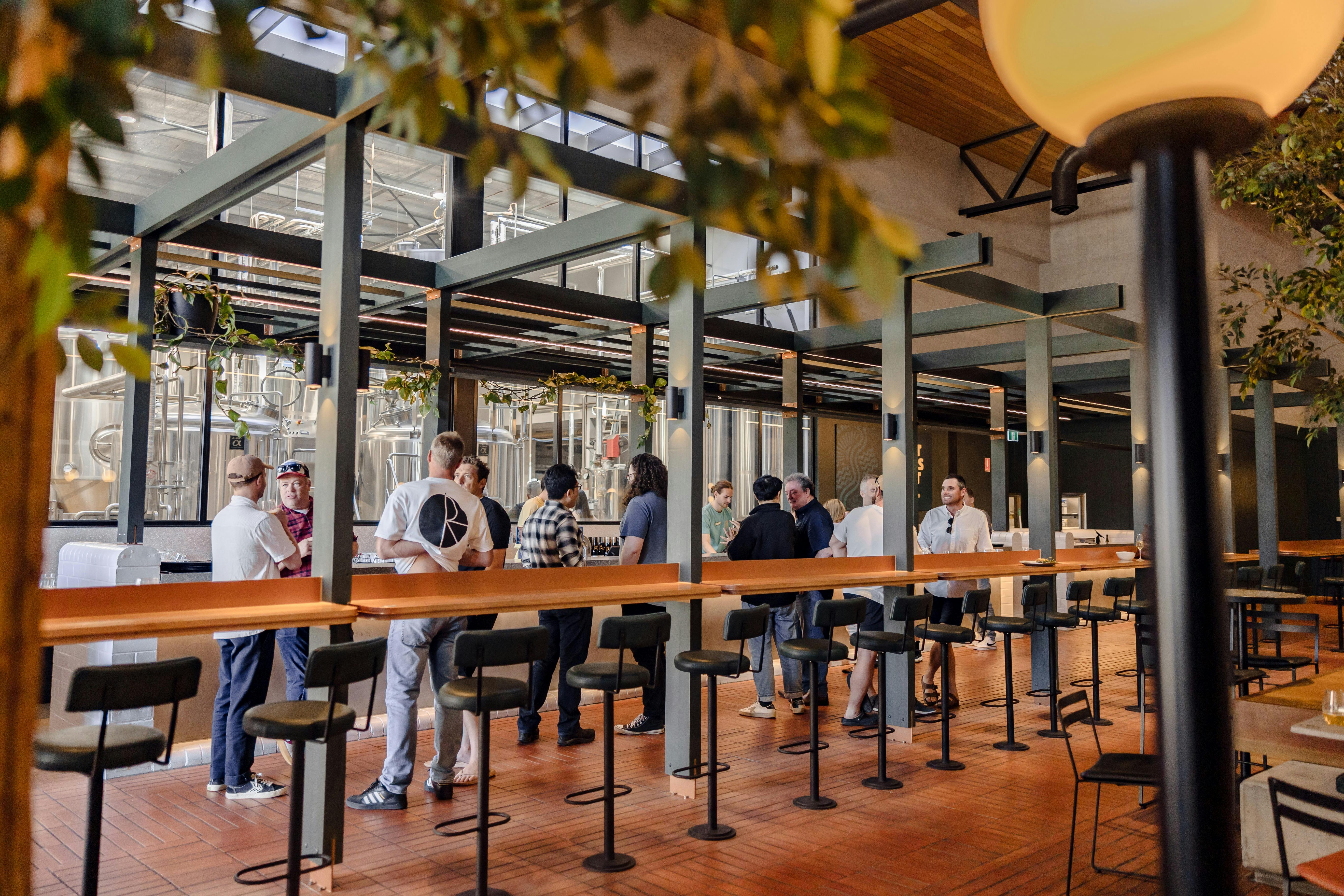 Relaxed, welcoming vibe and a range of craft beers brewed onsite, it's the ideal place to meet.