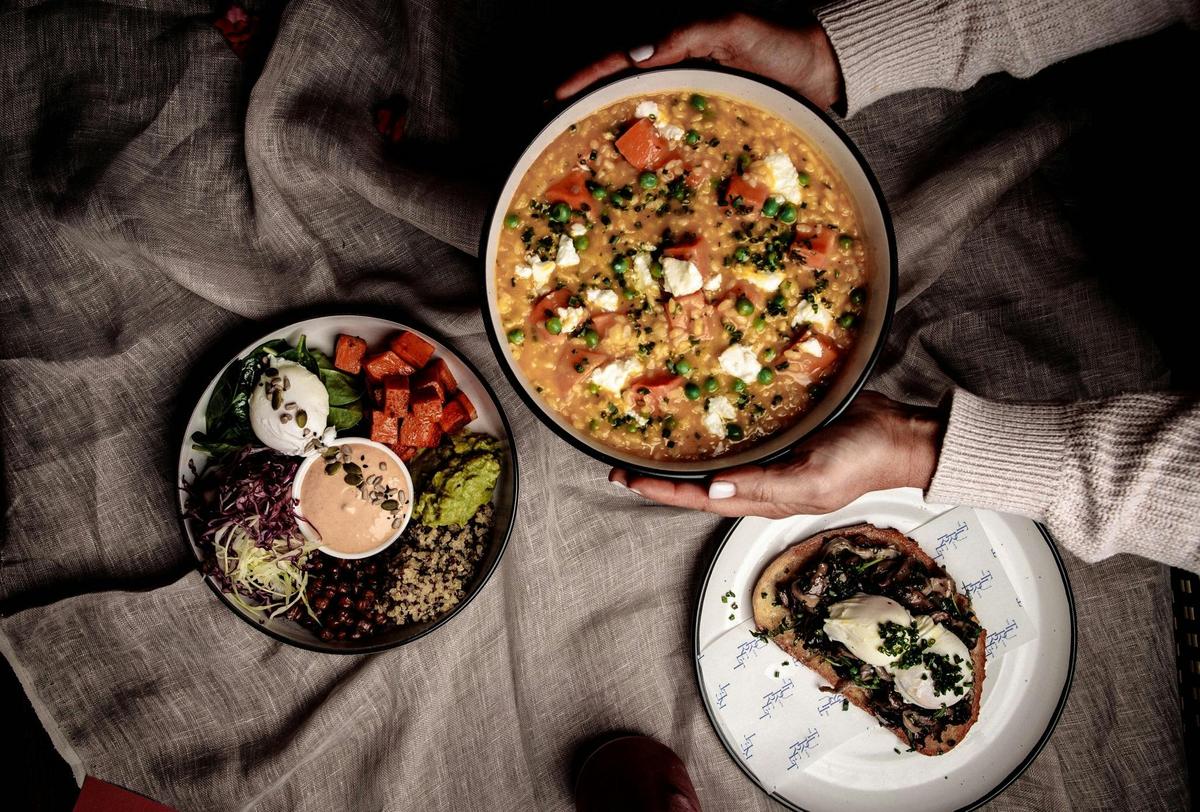 Pumpkin Risotto, Mushroom Bruschetta and Buddha bowl