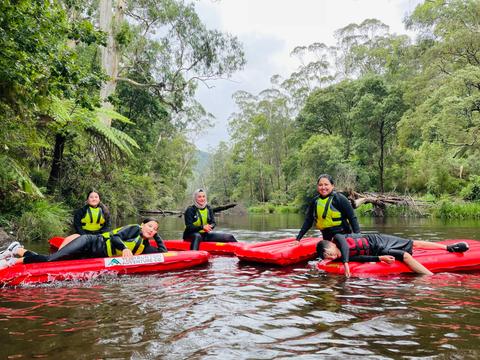 River sledding on the Yarra River in Warburton
