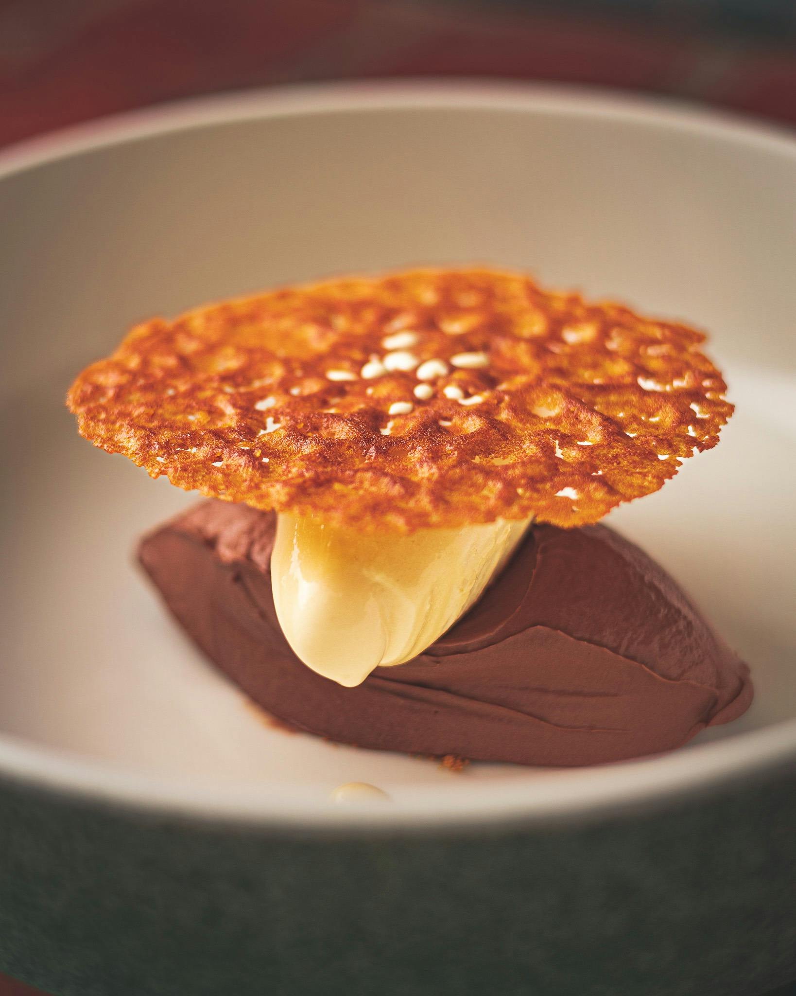 Whipped Daintree Chocolate, Ginger Ice Cream, Brandy Snap