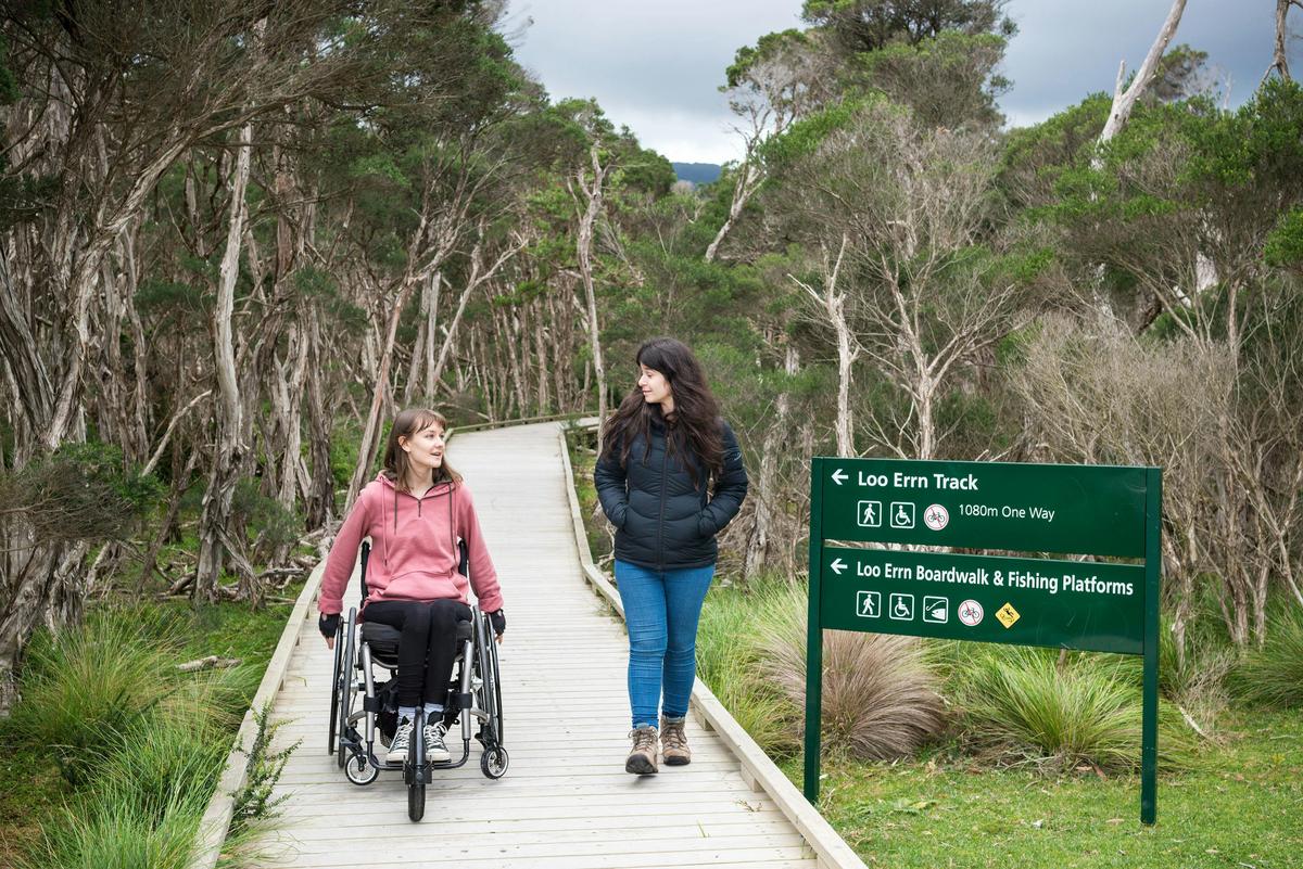 Wheelchair on Loo Errn boardwalk