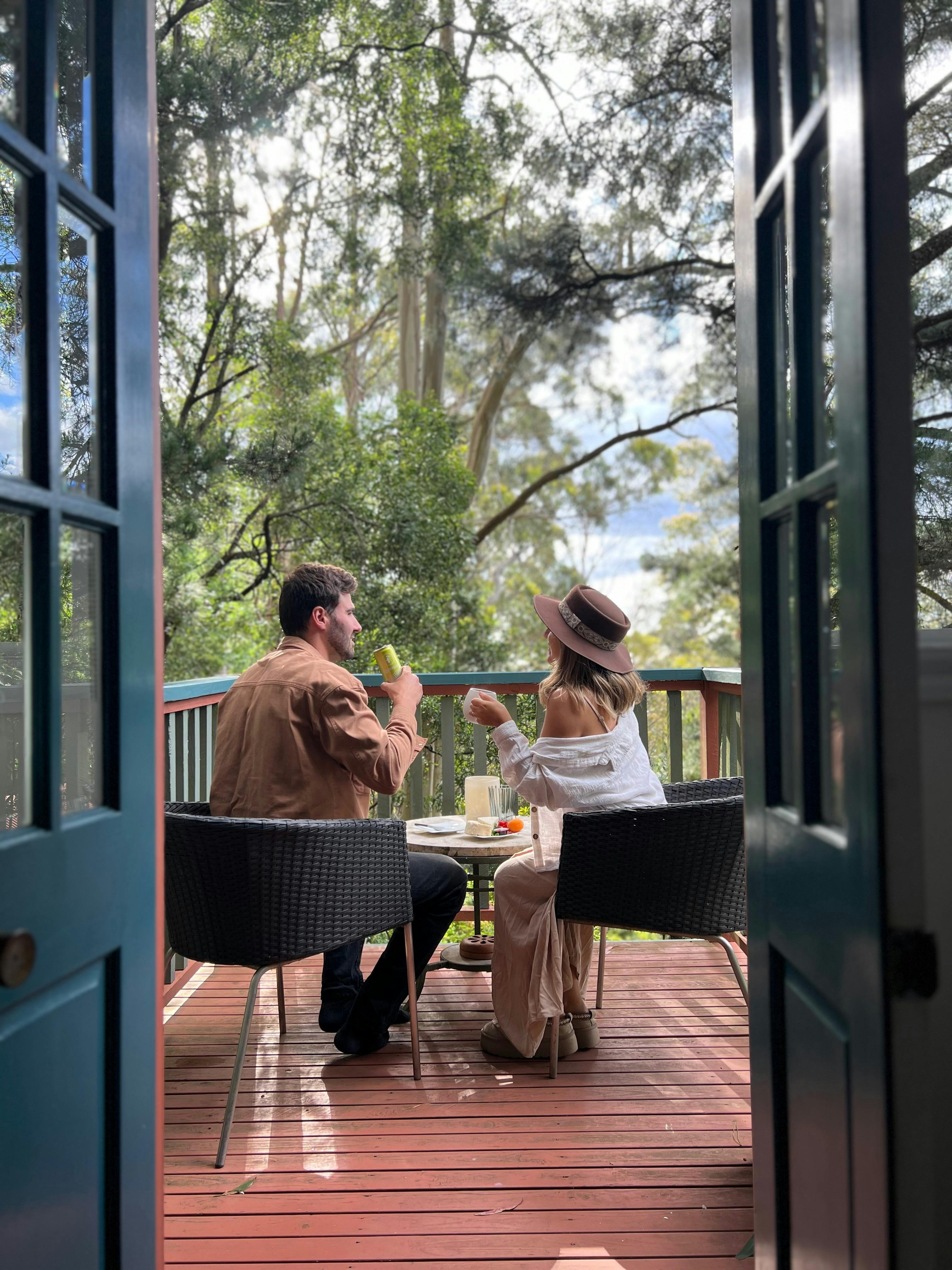 Forest balcony for enjoying treetop views, glimpses of Melbourne city lights, sunsets & stargazing.