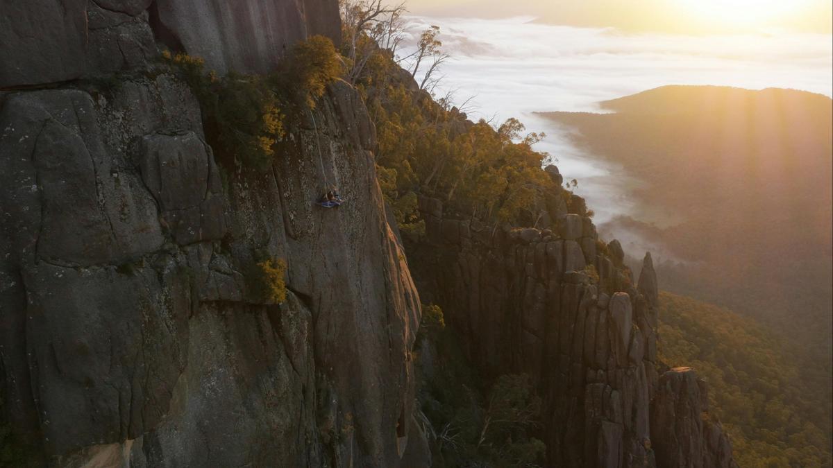 Unleashed-Unlimited Portaledge Over Valley at Sunrise