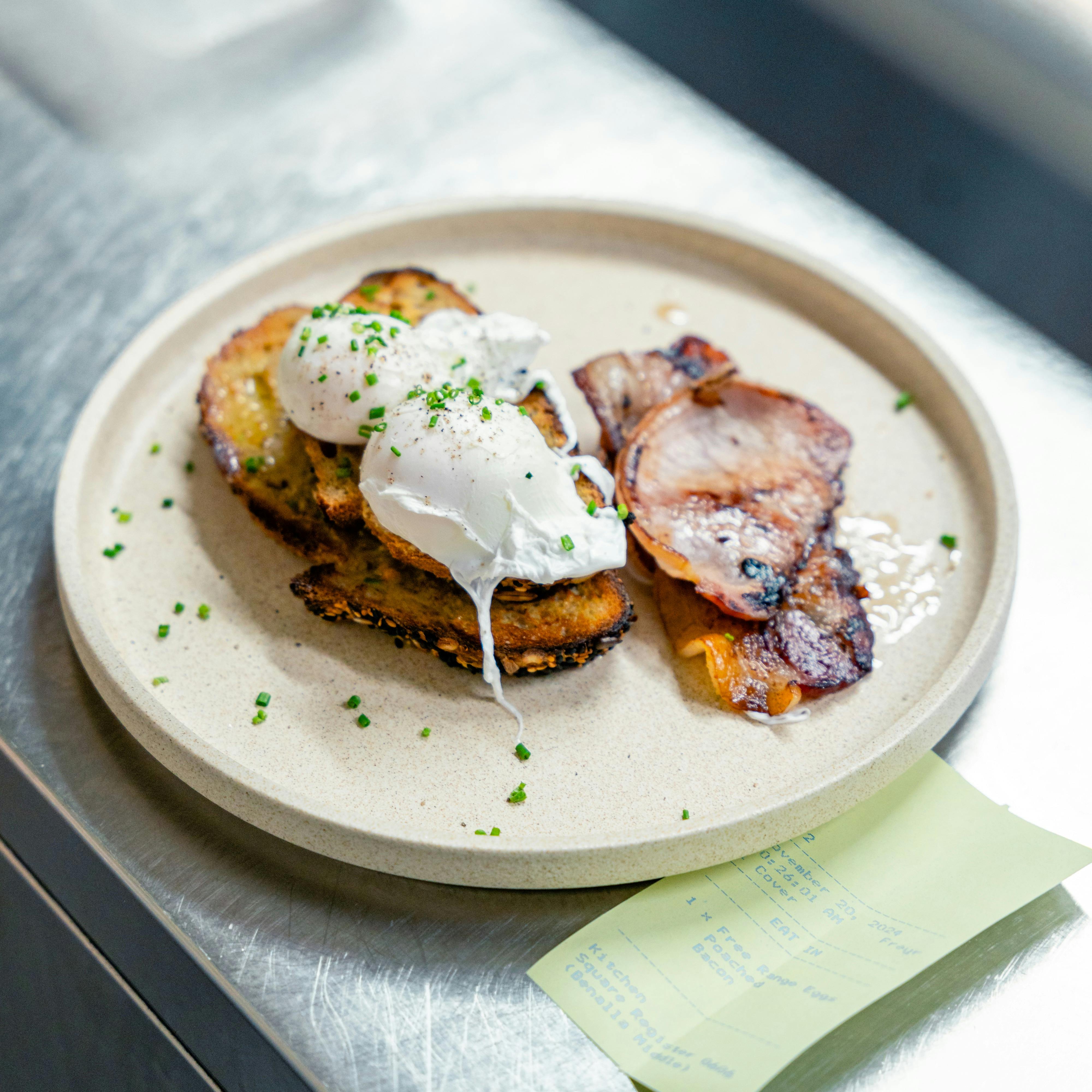 Poached Eggs on Toast with Bacon